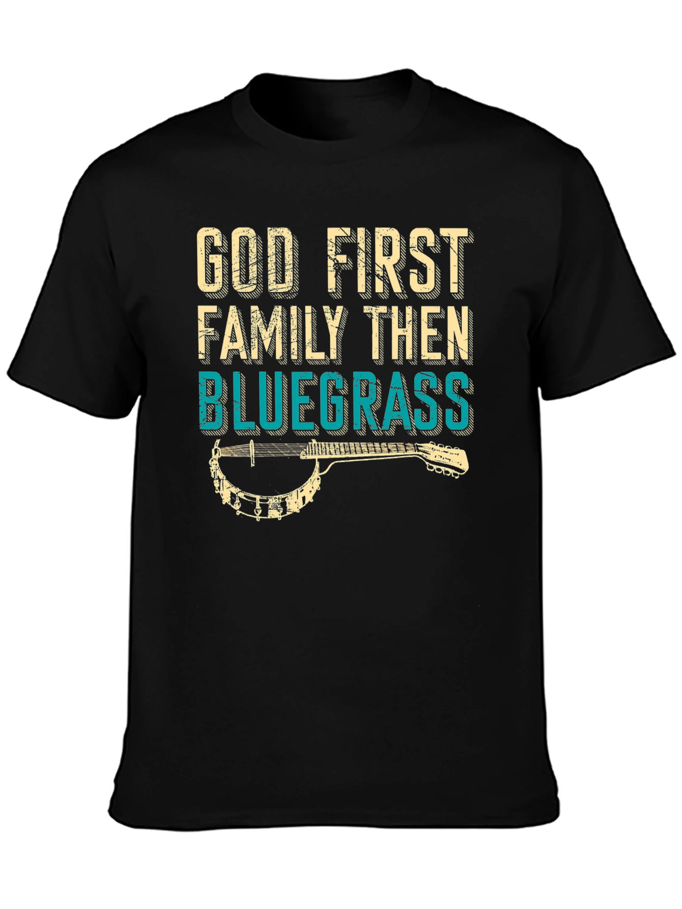 Black God First Family Then Bluegrass T-Shirt view 3