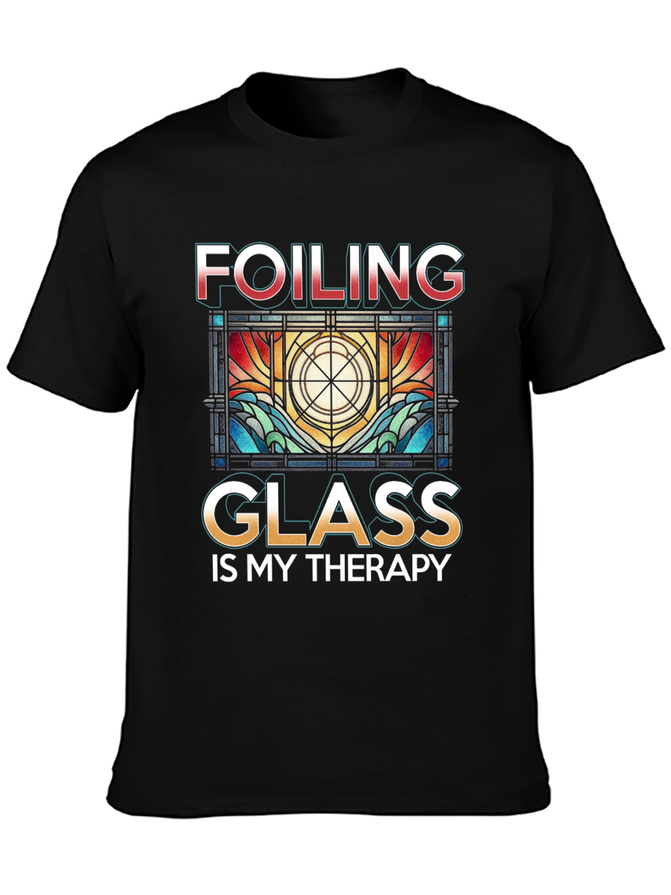 Black Foiling Glass Is My Therapy T-Shirt view 3