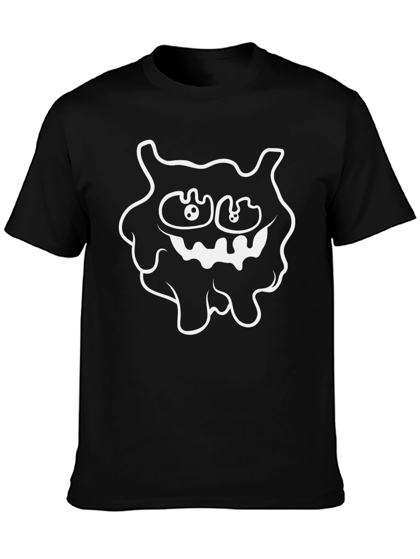 Black Funny Cartoon Monster Graphic Tee - Black view 3