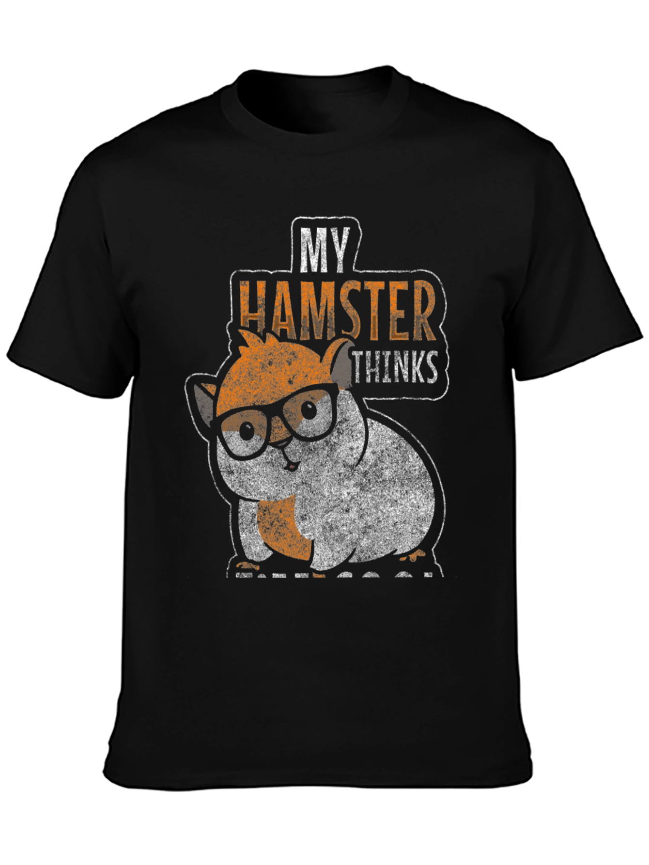 Black My Hamster Thinks Graphic Tee view 3