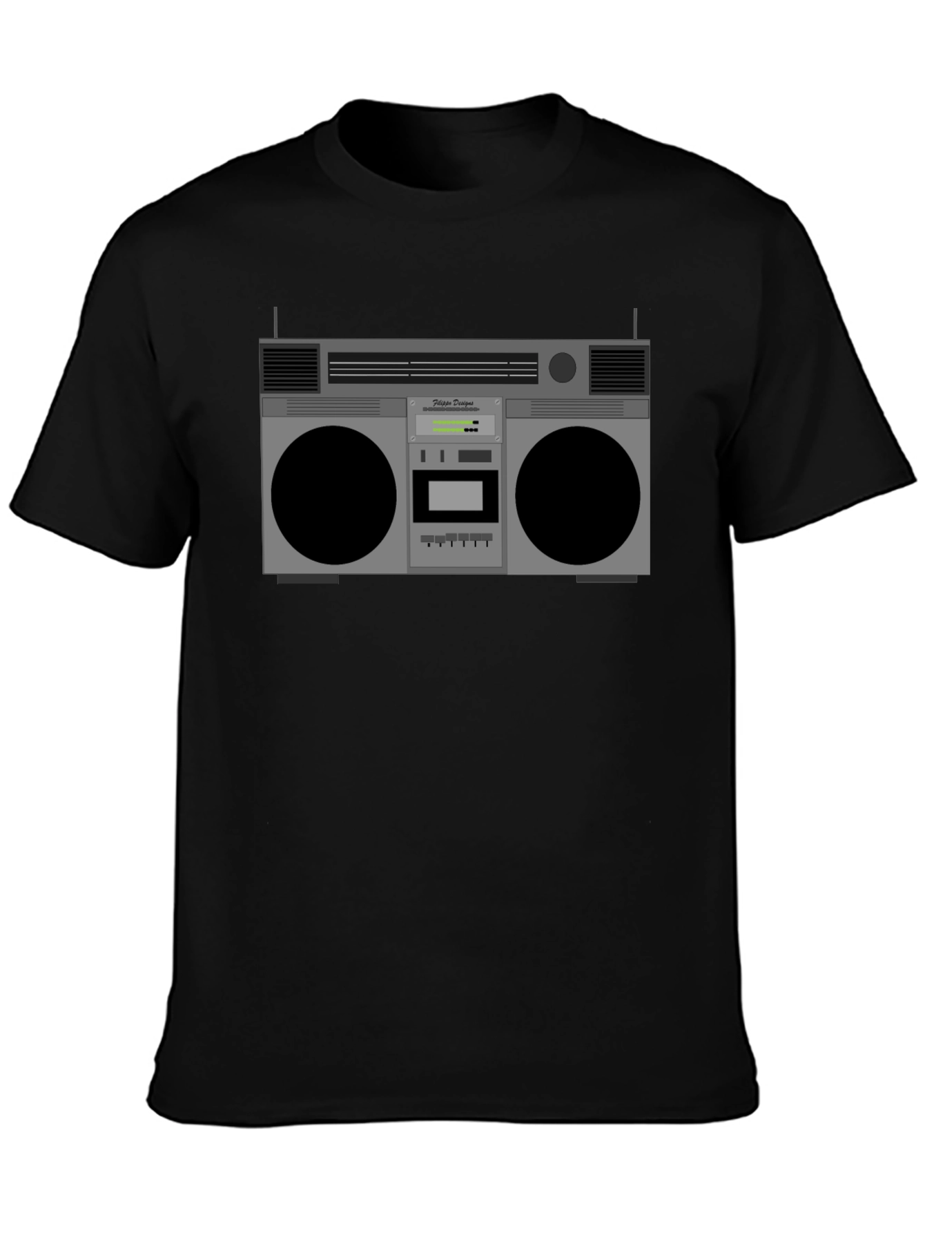 Black Retro Boombox Graphic T-Shirt - Vintage Style view 3