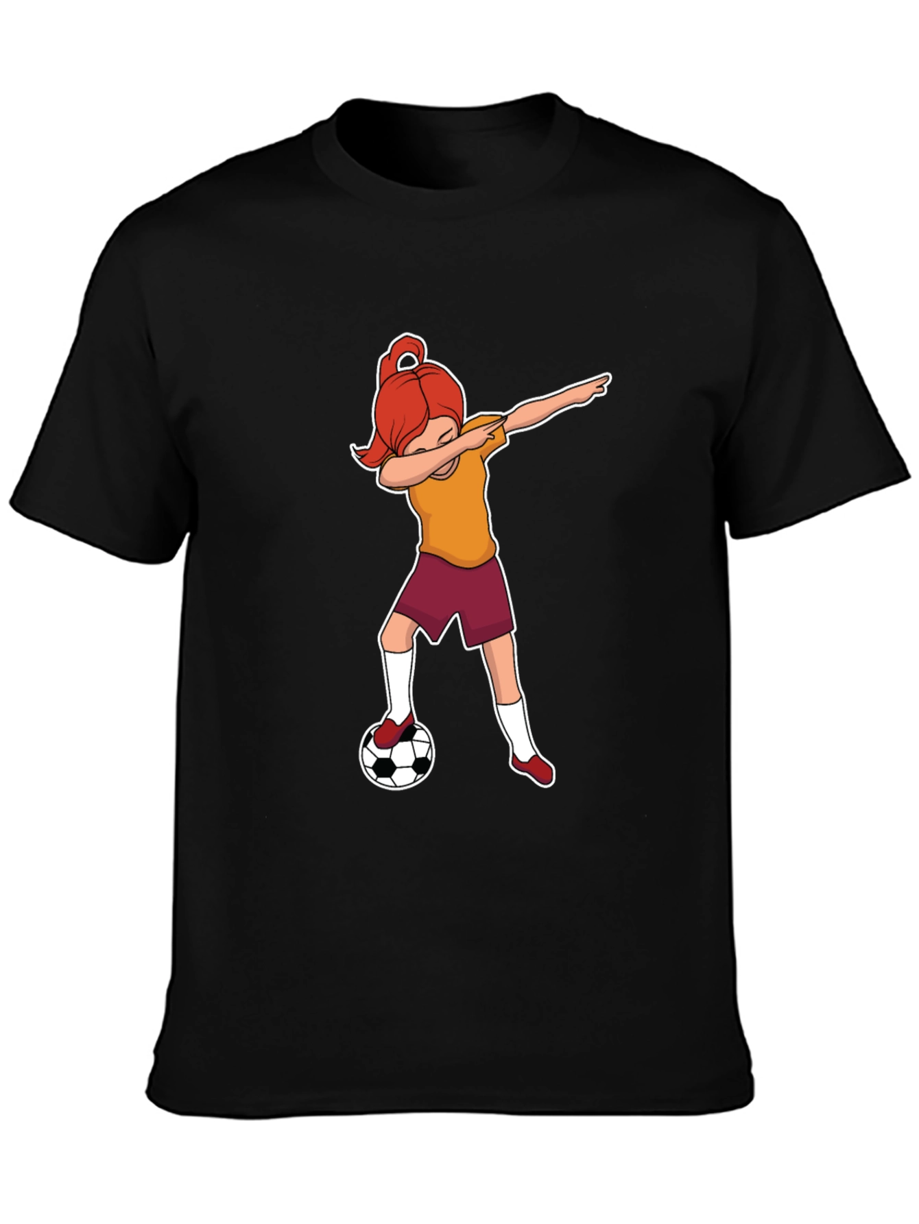 Black Soccer Dabbing Girl Graphic T-Shirt view 3