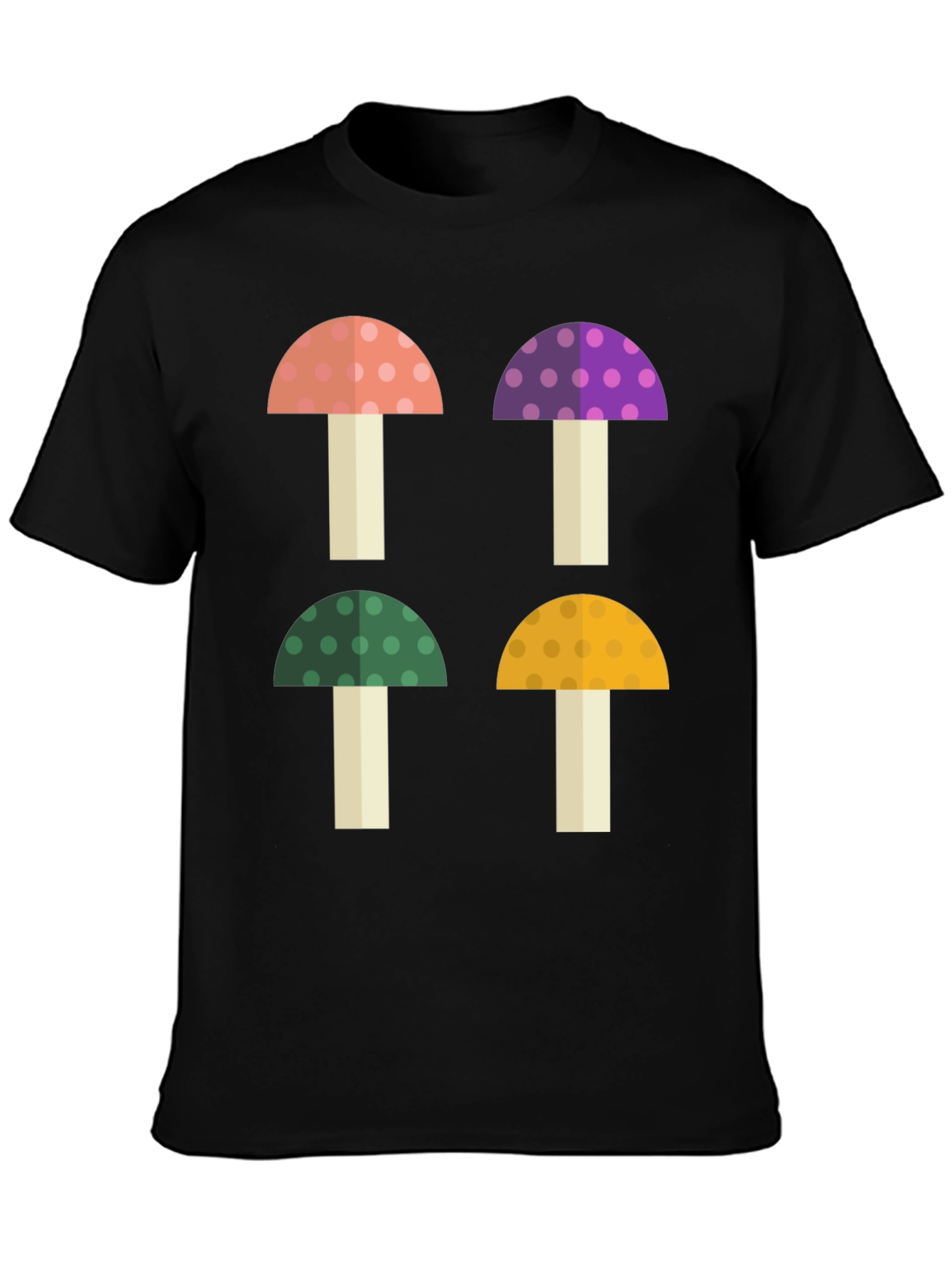 Black Funky Mushroom Graphic Tee - Novelty Shirt view 3