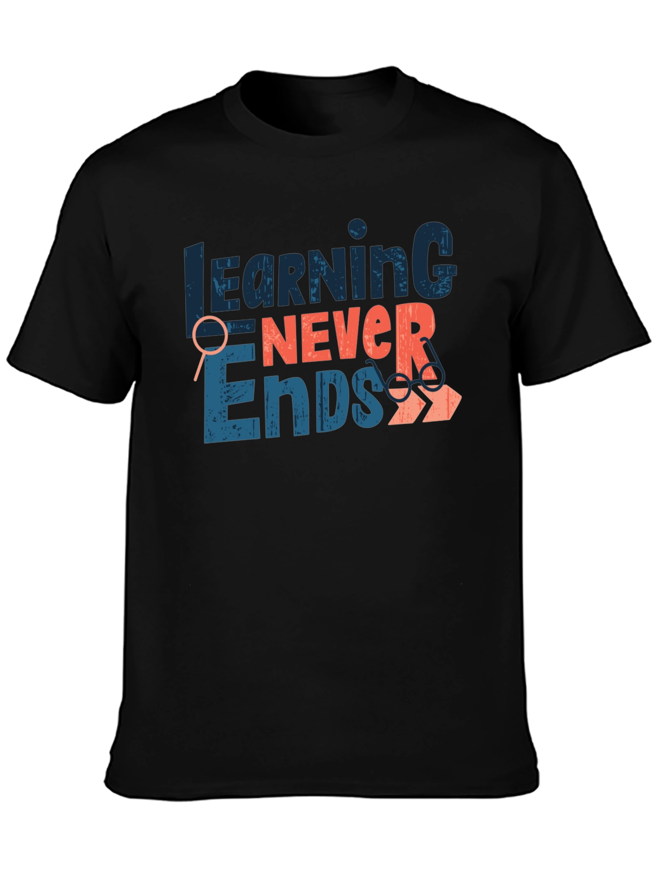 Black Learning Never Ends Graphic Tee view 3