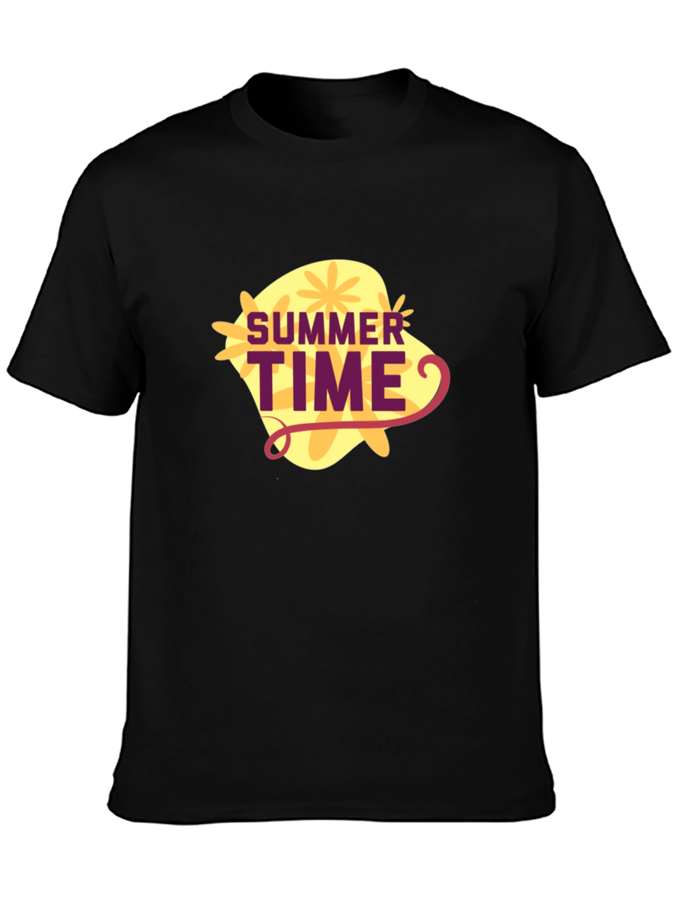 Black Summer Time Graphic Tee - Black Casual T-Shirt view 3