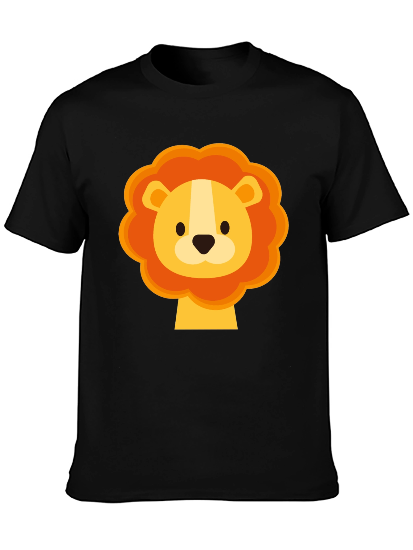 Black Cute Lion Graphic Black T-Shirt view 3