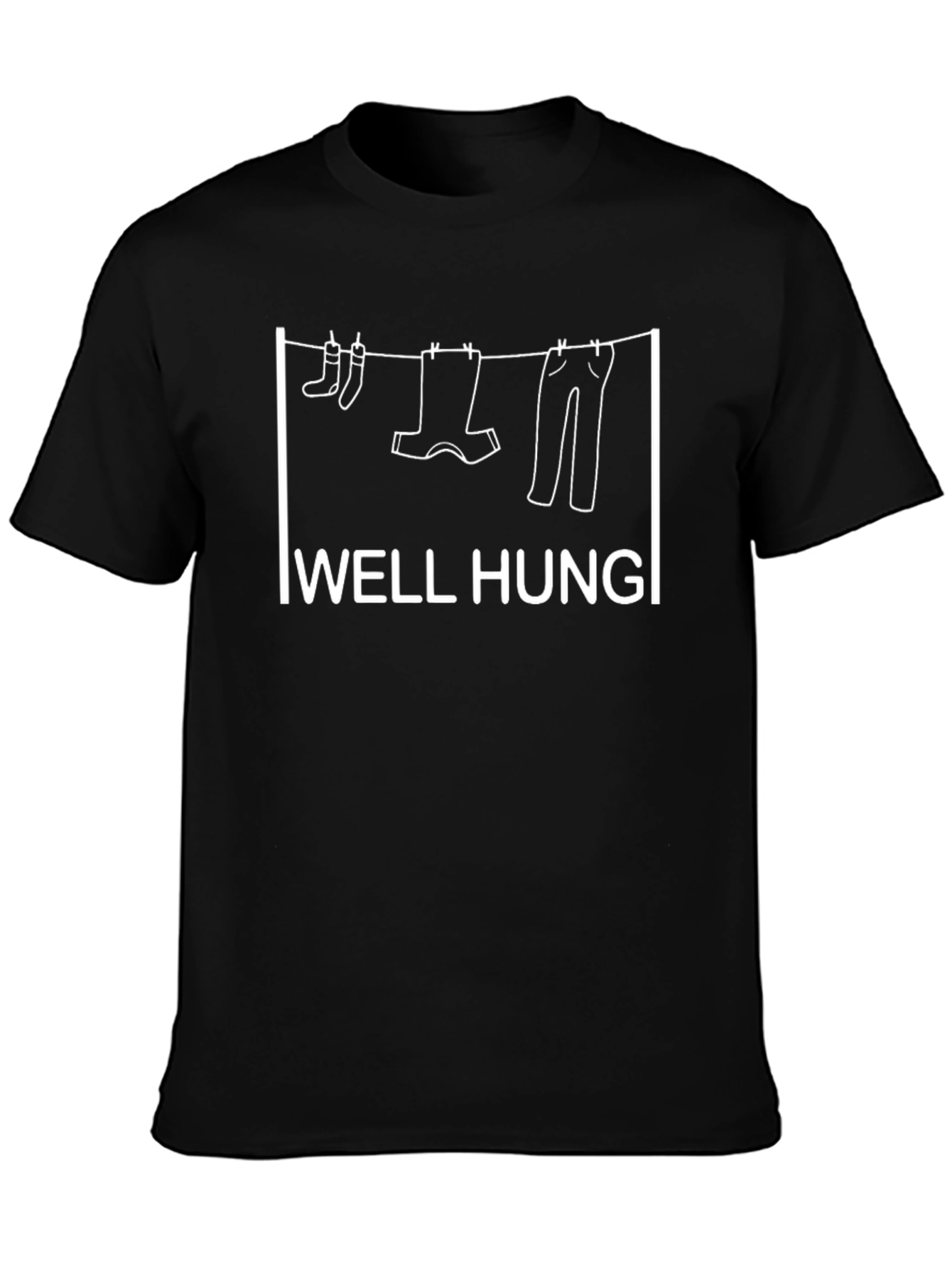 Black Well Hung Graphic T-Shirt - Funny Clothing Line Tee view 3