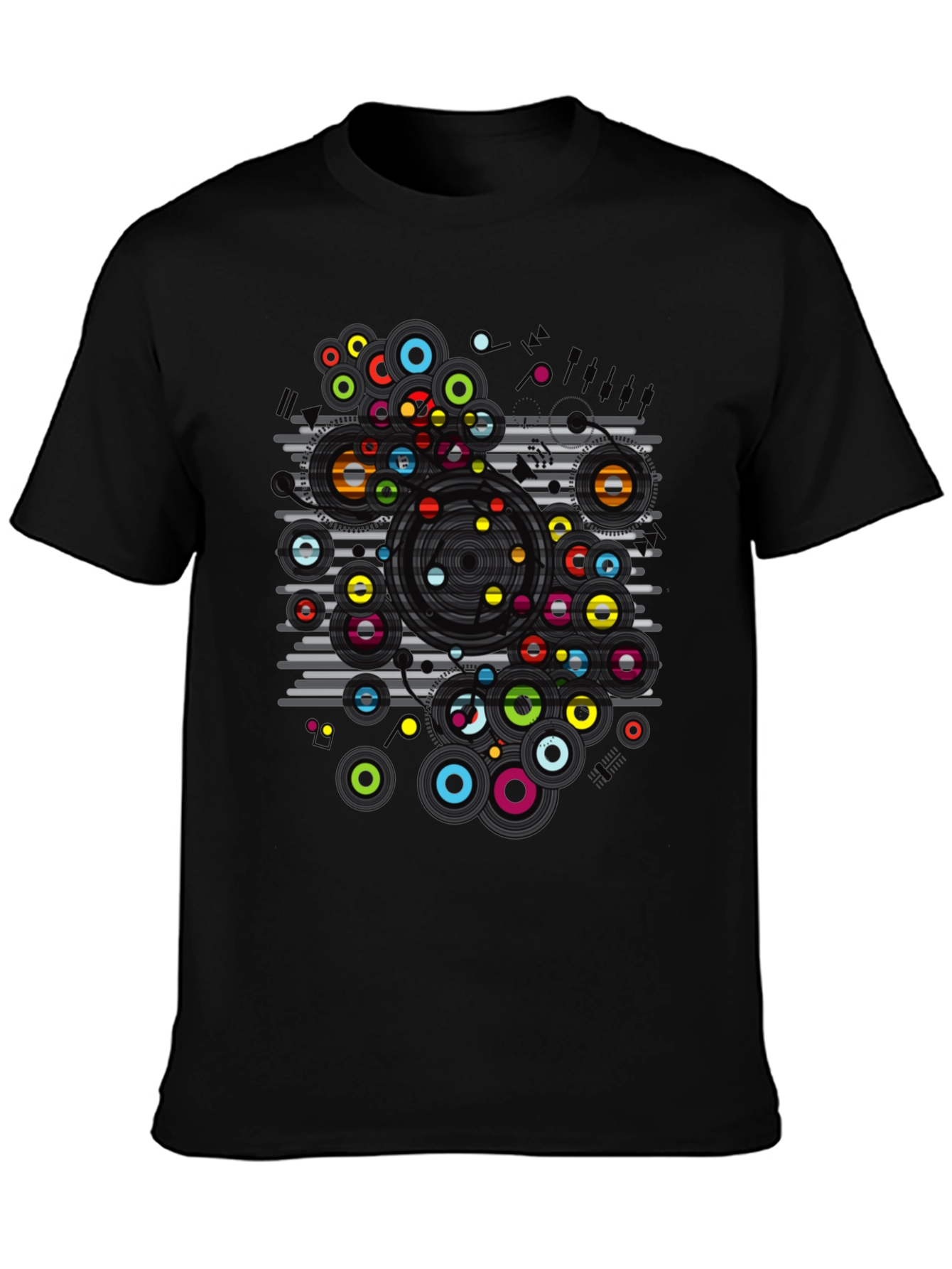 Black Abstract Circles Graphic T-Shirt - Modern Art Tee view 3