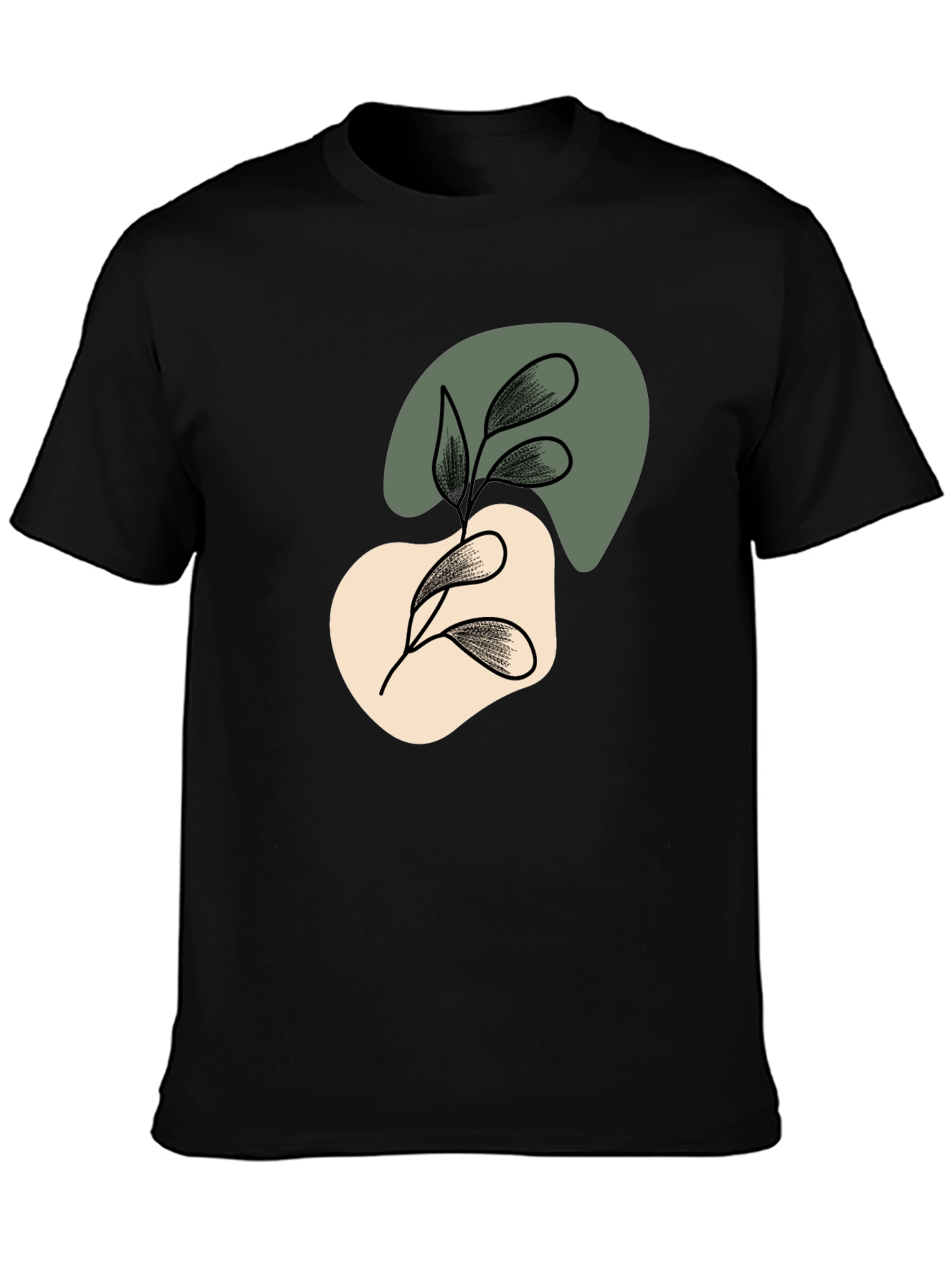 Abstract Leaf Graphic Black T-Shirt - 3