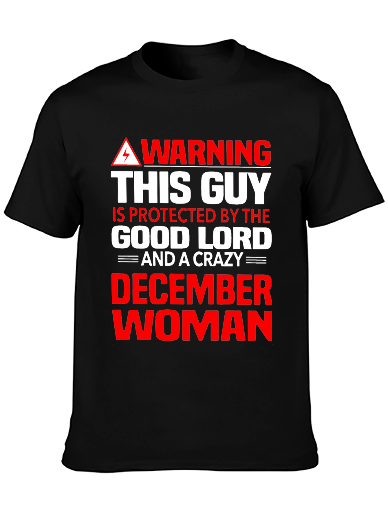 Black Warning: Protected By December Woman Graphic Tee view 3