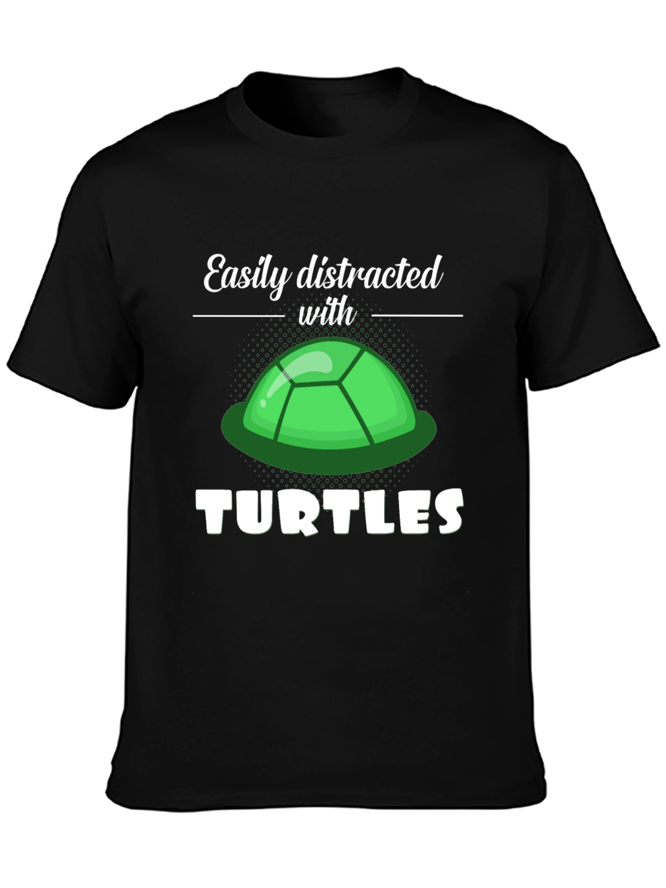 Black Easily Distracted With Turtles Graphic Tee view 3
