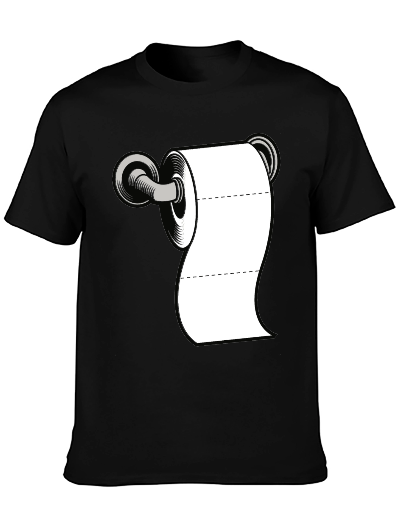 Black Toilet Paper Humor Tee - Black Cotton Blend Shirt view 3