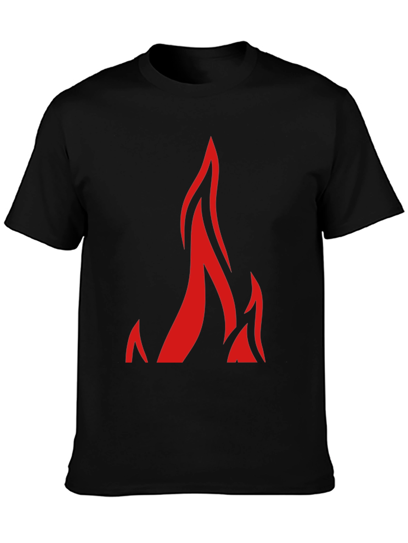 Black Fiery Red Flame Graphic Black T-Shirt view 3