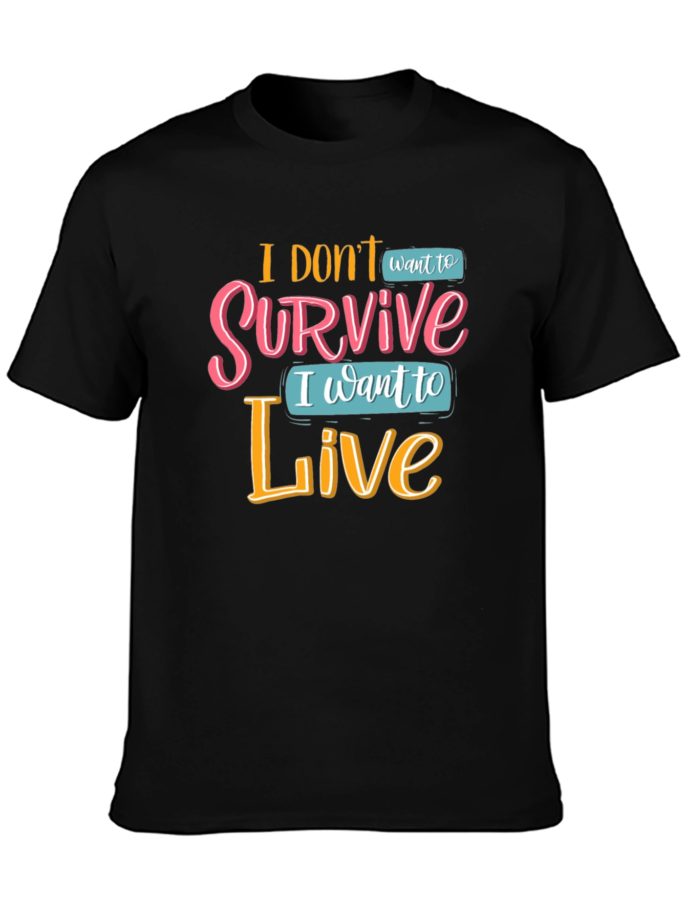Black I Don't Want To Survive T-Shirt view 3