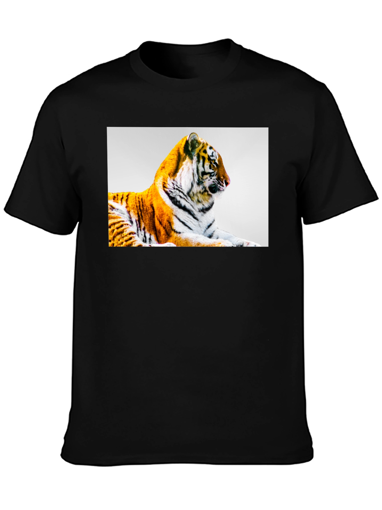 Black Tiger Graphic Print Black T-Shirt view 3