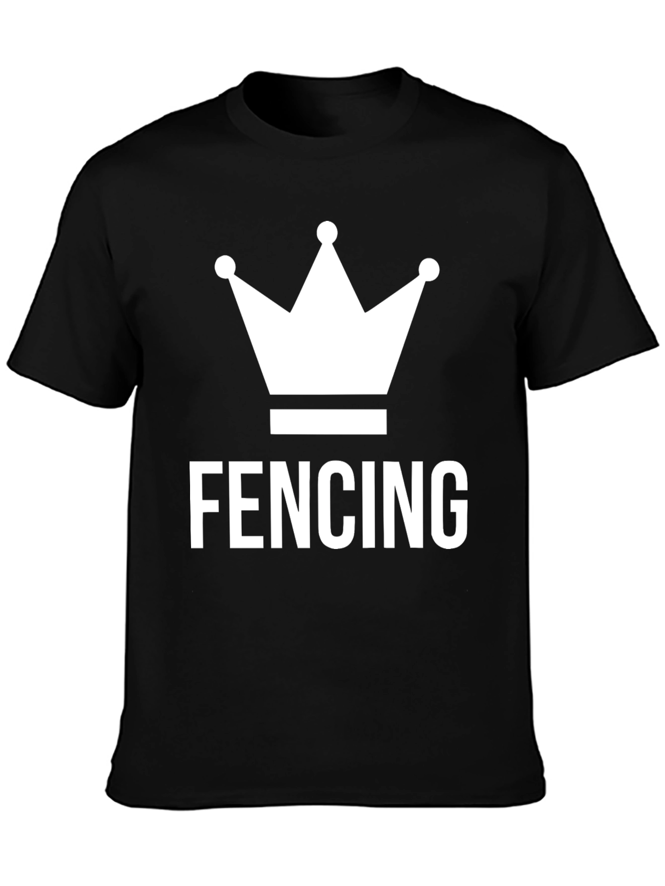 Black Fencing Crown Graphic Tee - Black Cotton T-Shirt view 3