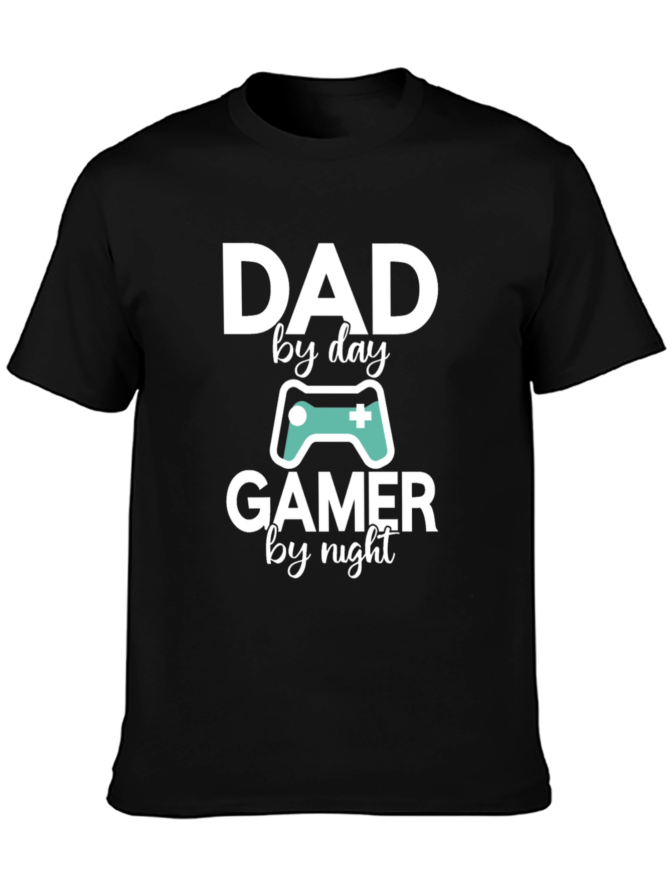 Black Dad By Day Gamer By Night T-Shirt view 3