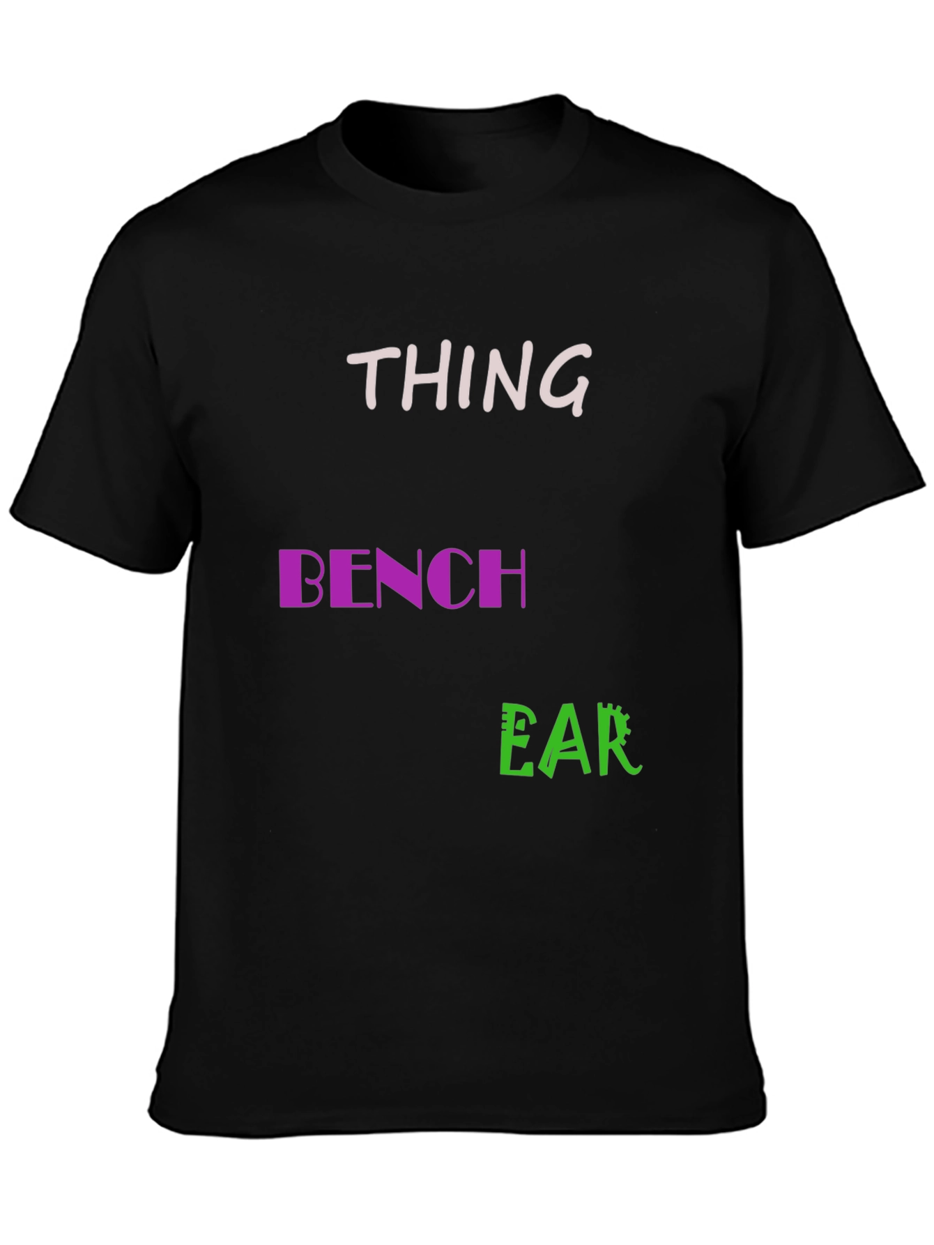 Black Thing Bench Ear Men's Black T-Shirt view 3