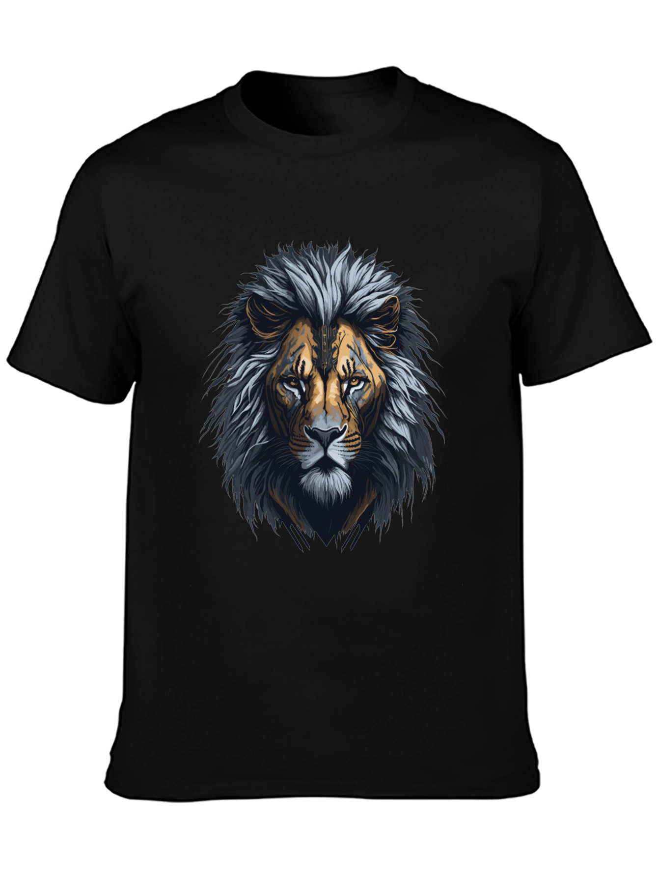 Black Lion Graphic Black T-Shirt - Bold Animal Design view 3
