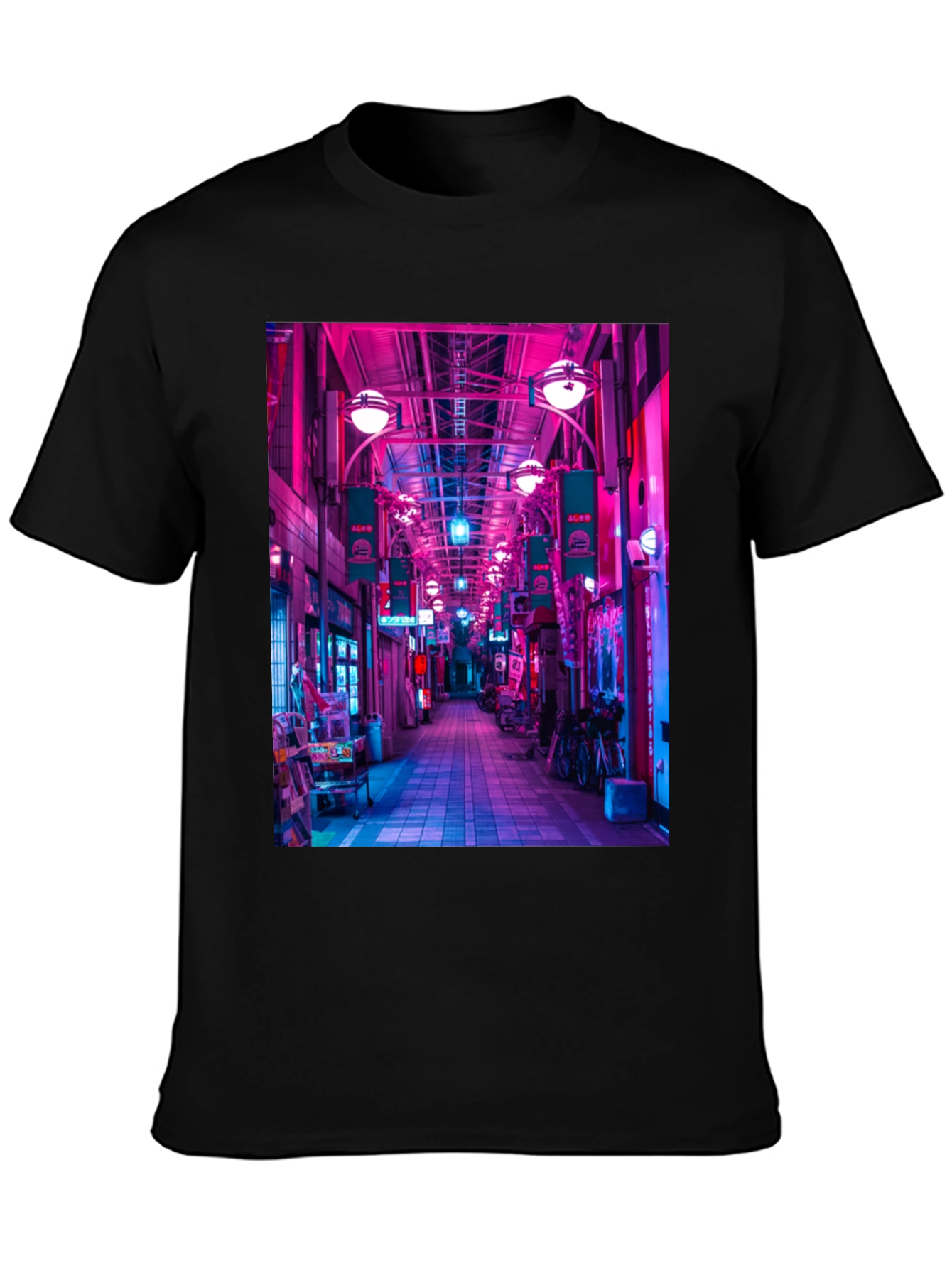 Black Neon Tokyo Streetwear T-Shirt view 3