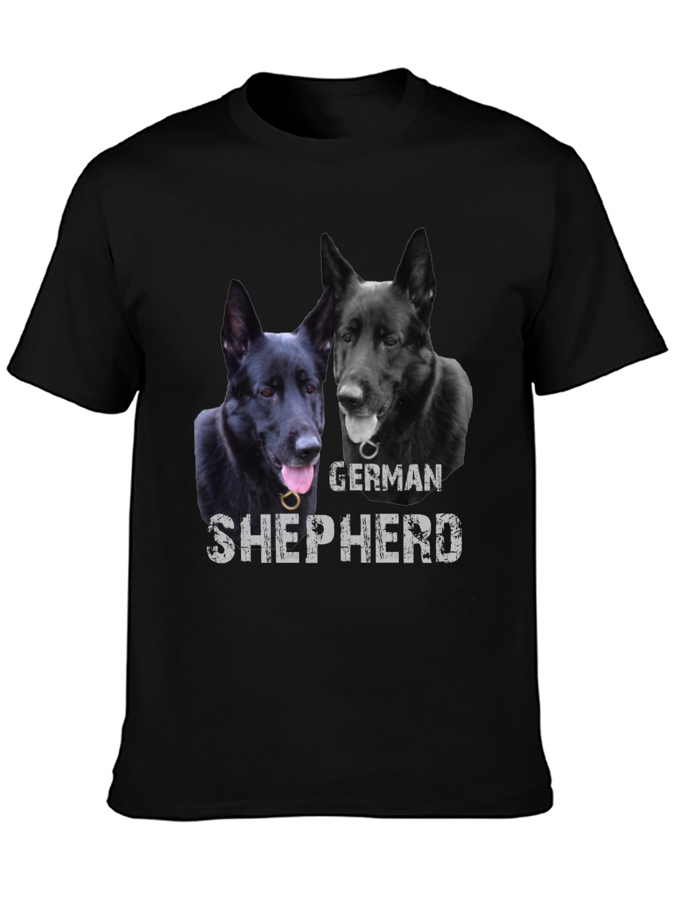 Black German Shepherd Dog Graphic Print Black T-Shirt view 3