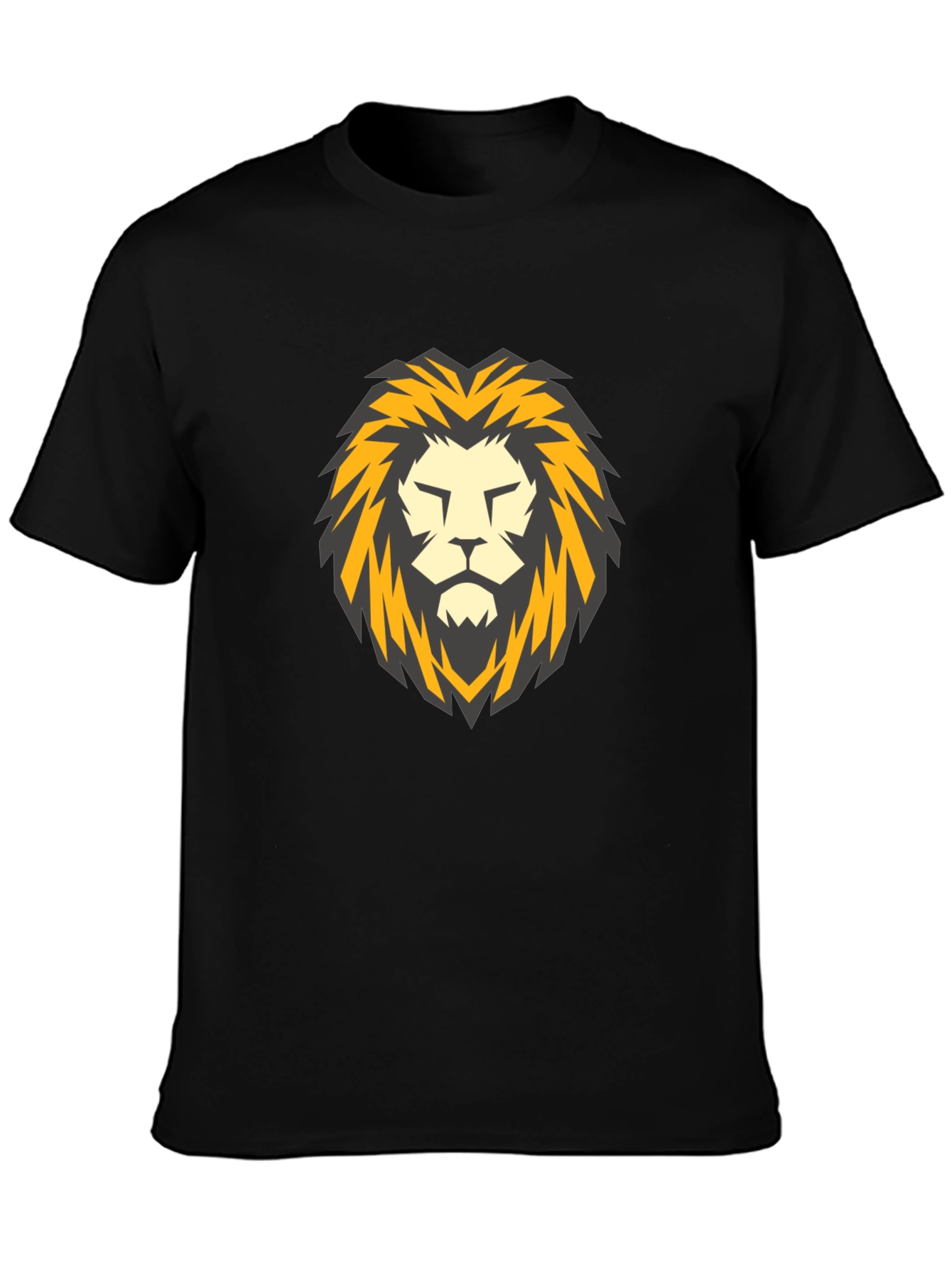 Black Lion Head Graphic Black T-Shirt view 3