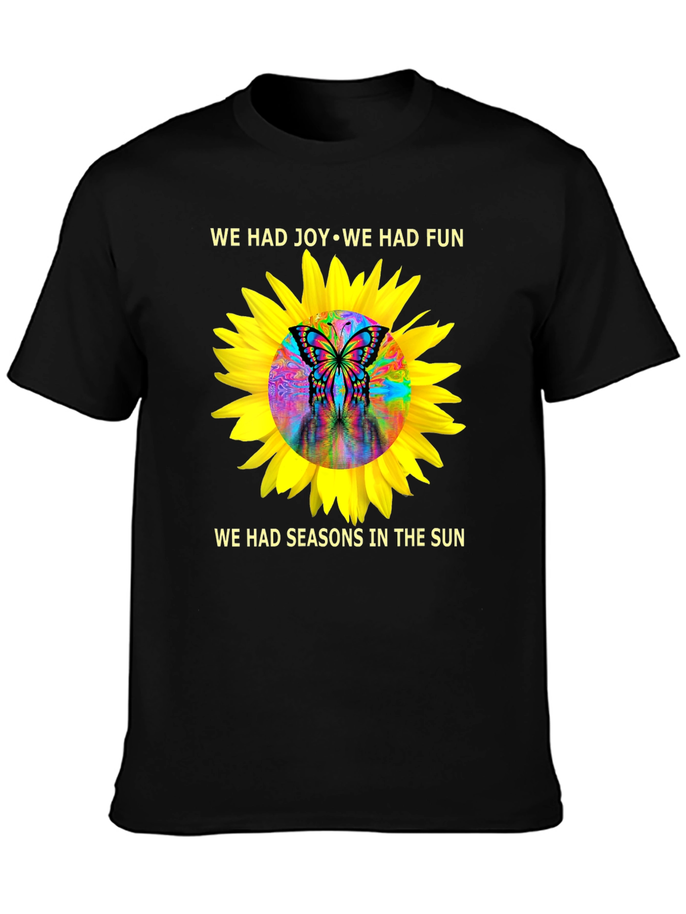 Black Joy & Fun Sunflower Butterfly Graphic Tee view 3