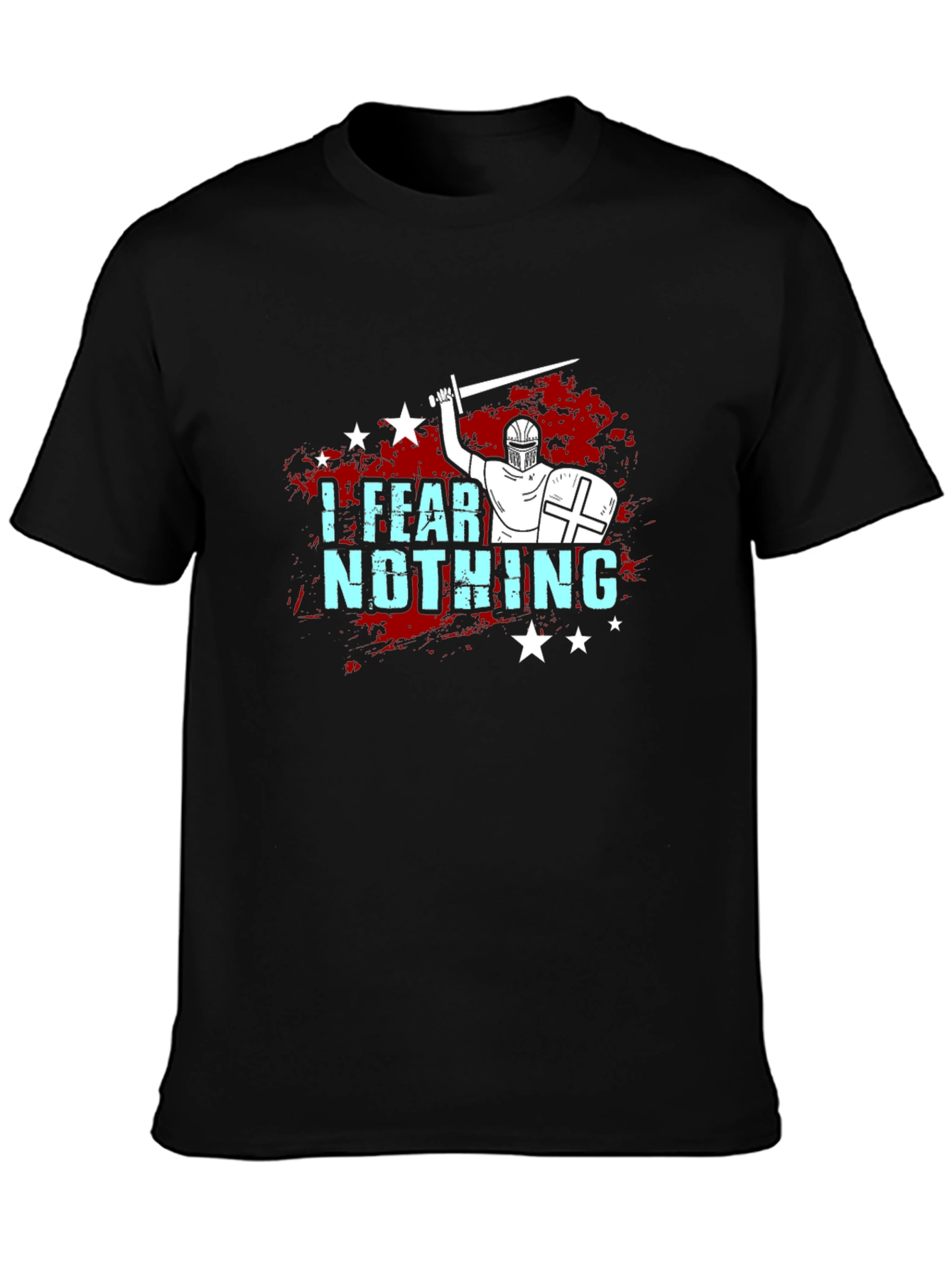 Black I Fear Nothing T-Shirt Knight Crusader view 3