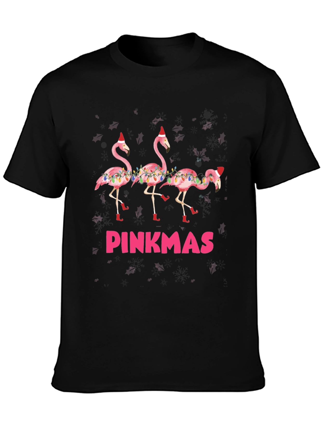Black Pinkmas Flamingo T-Shirt view 3