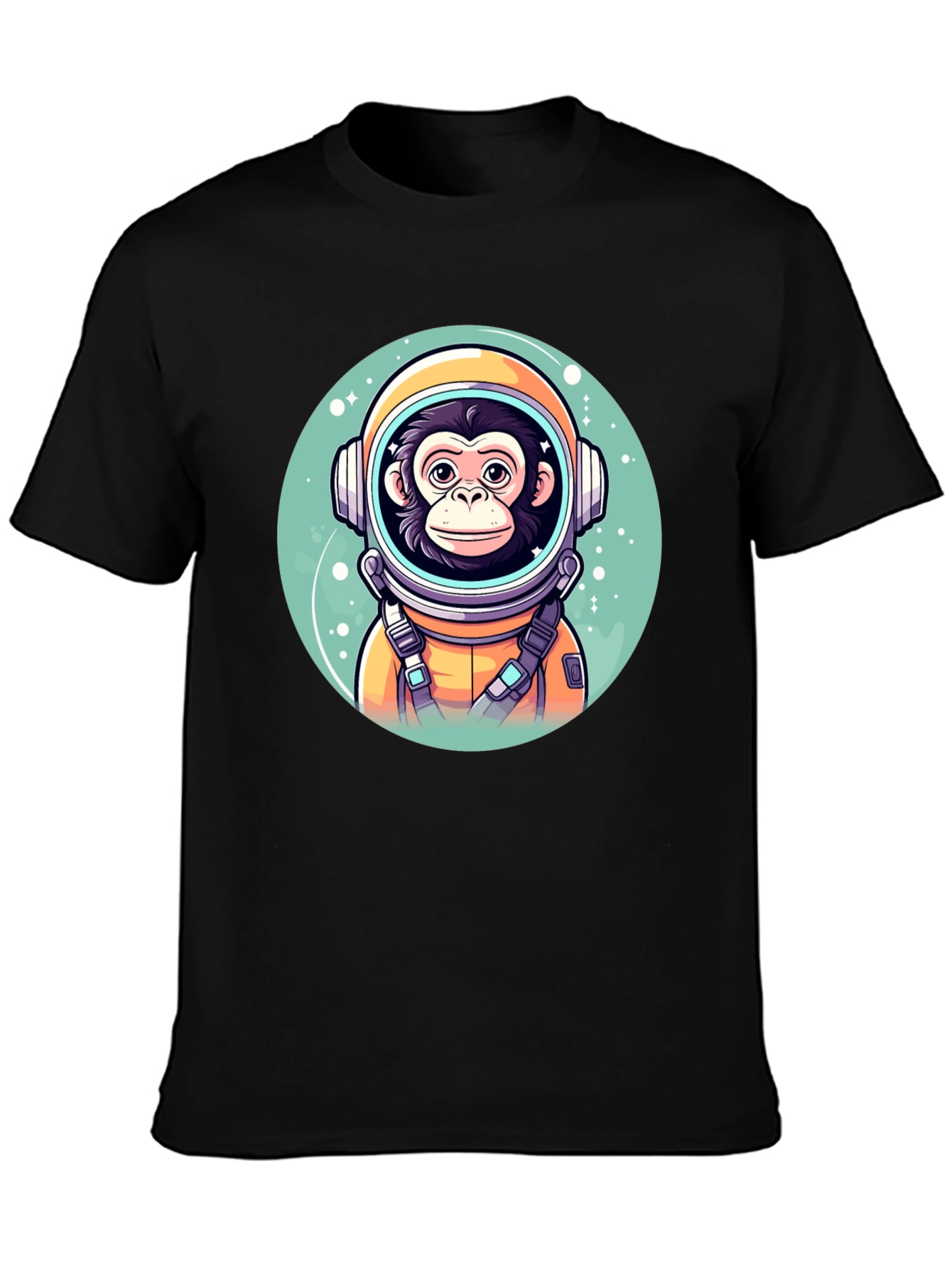 Black Monkey Astronaut Graphic T-Shirt view 3