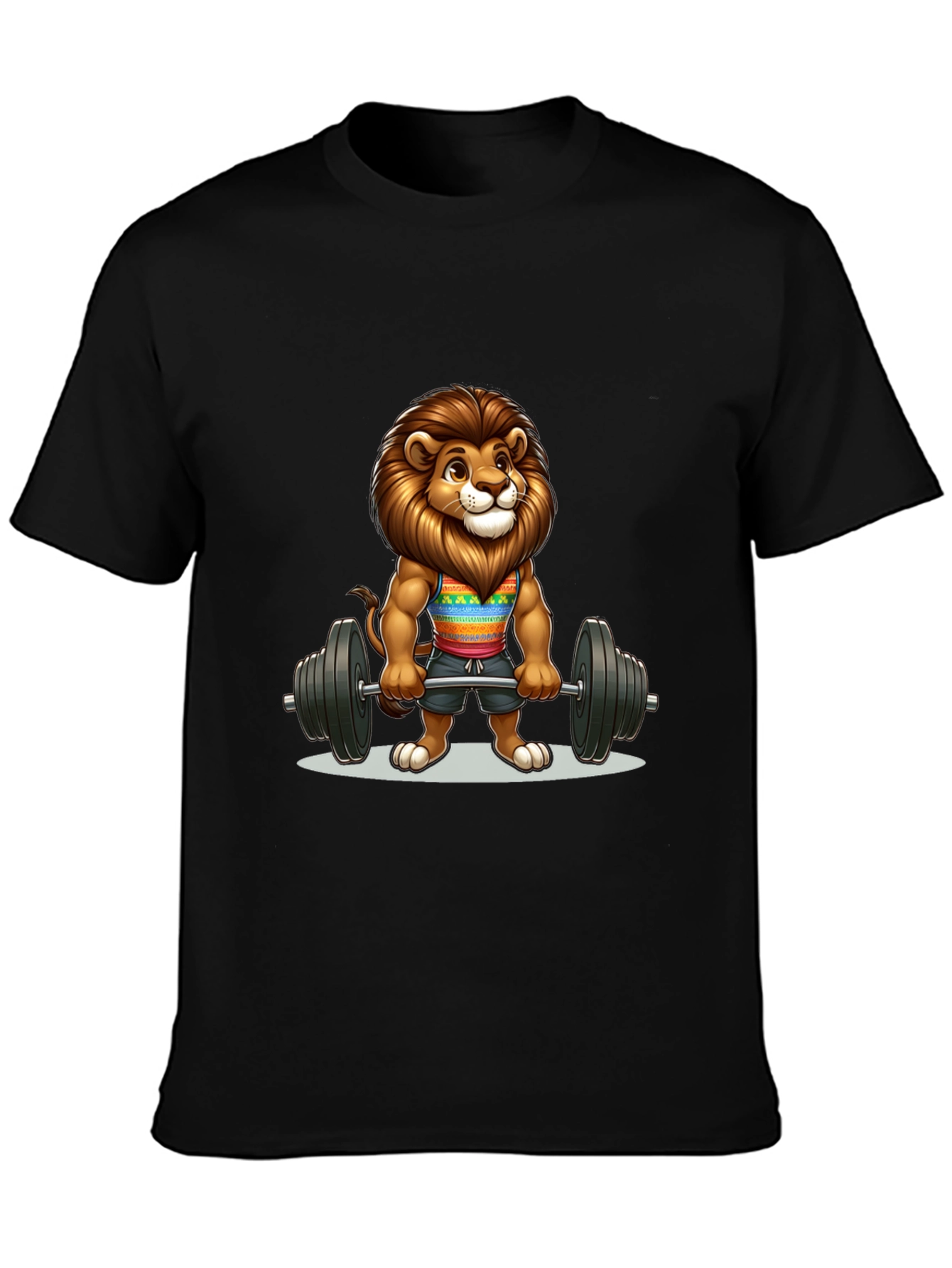 Black Lion Gym T-Shirt - Cartoon Animal Workout Tee view 3