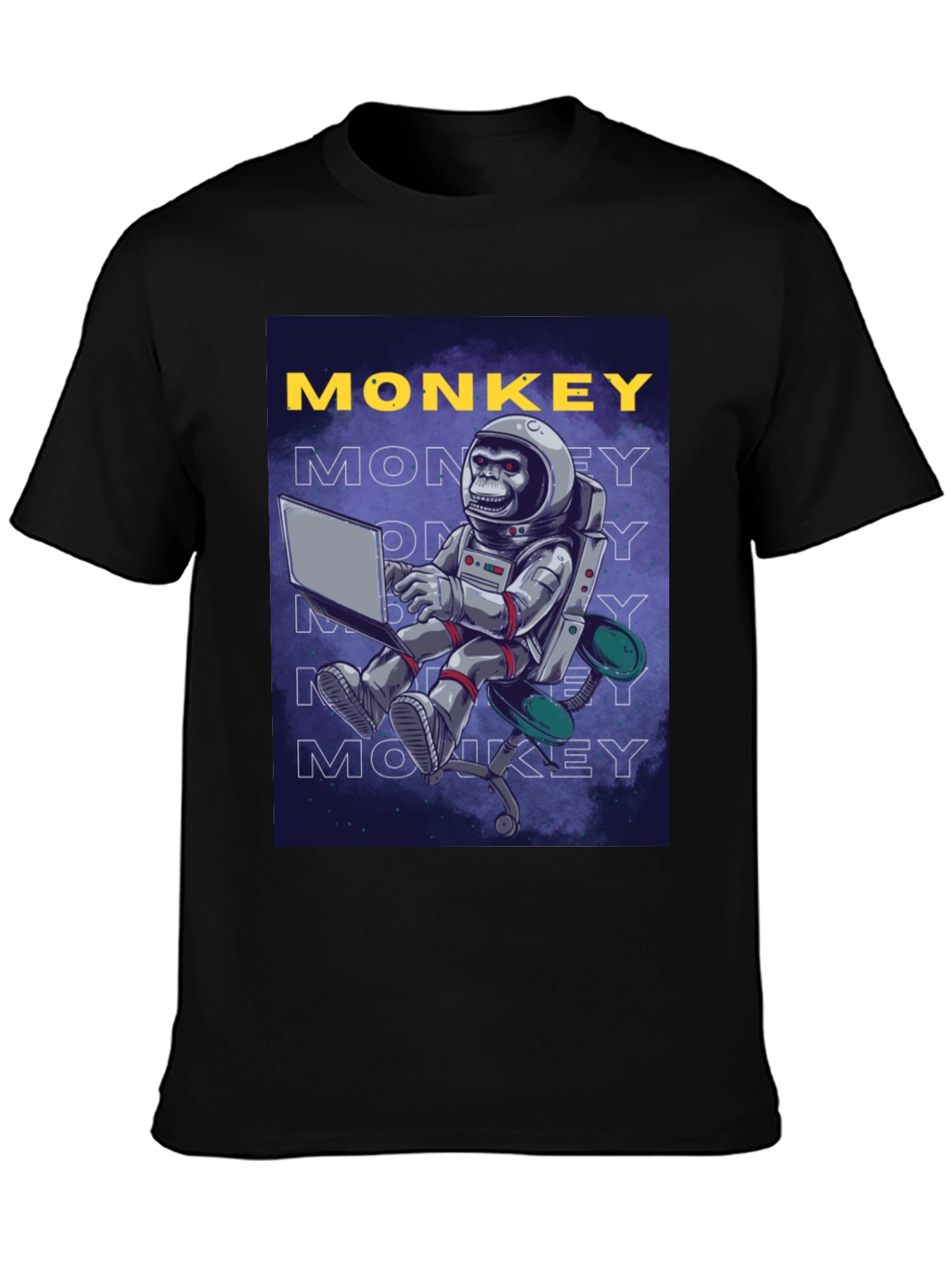 Black Monkey Astronaut Graphic Tee - Novelty Design view 3