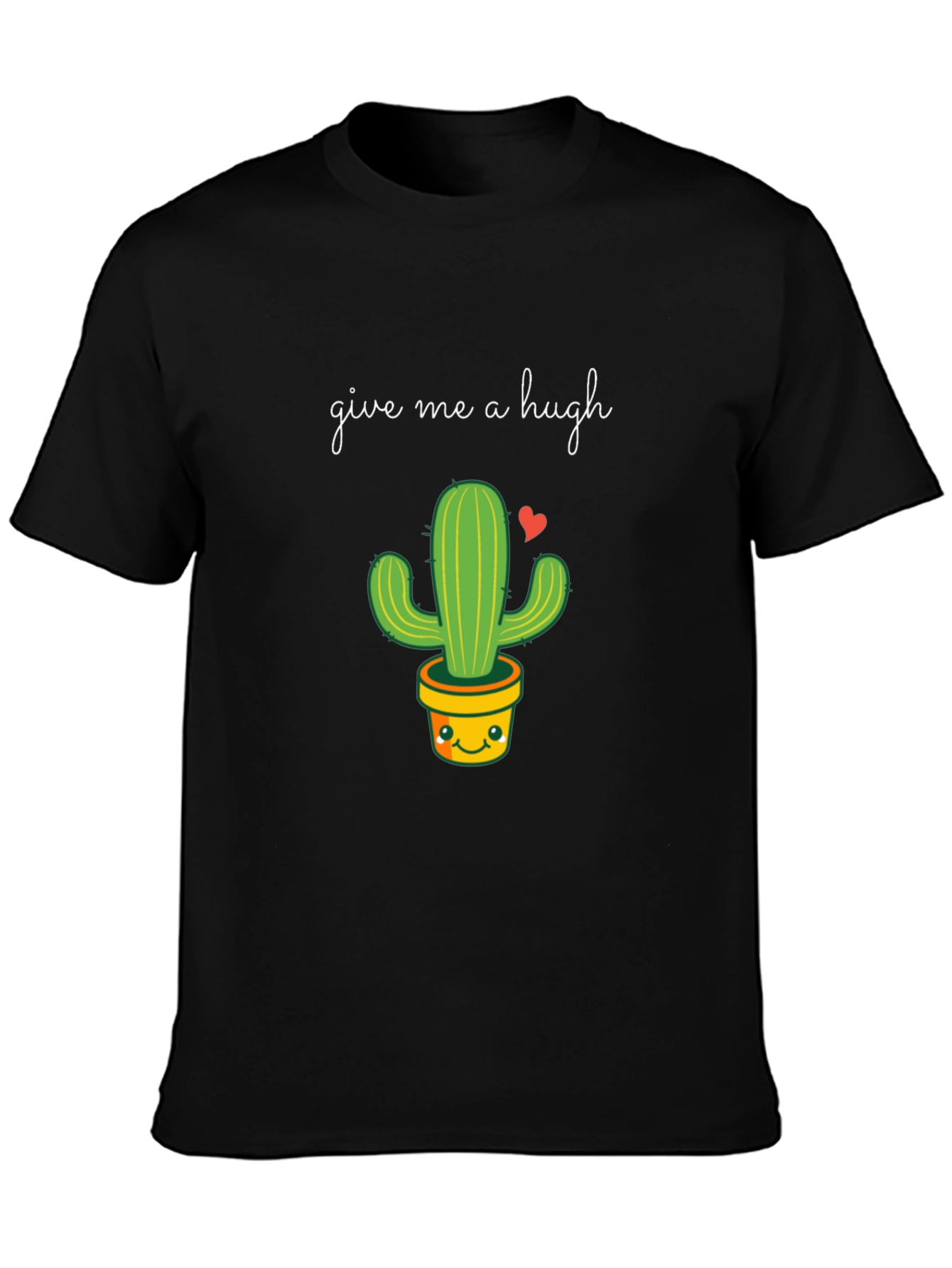 Black Give Me a Hugh Cactus T-Shirt view 3