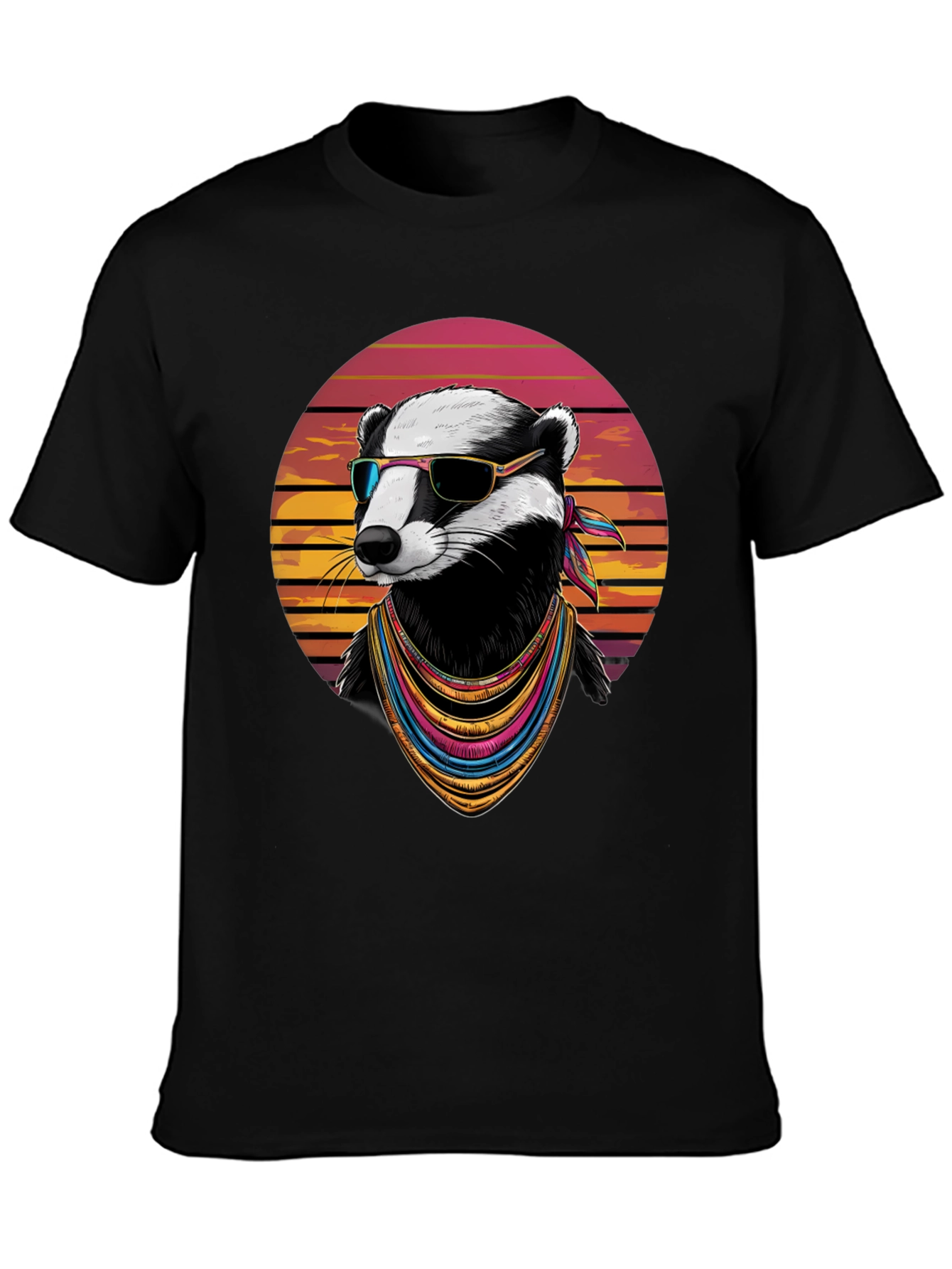Black Cool Badger Graphic Tee - Retro Animal Shirt view 3