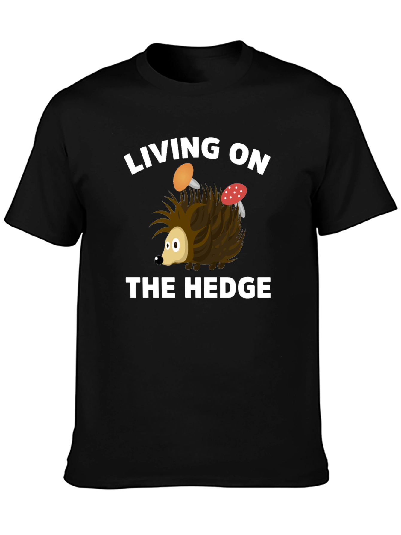 Black Living on the Hedge Hedgehog T-Shirt view 3