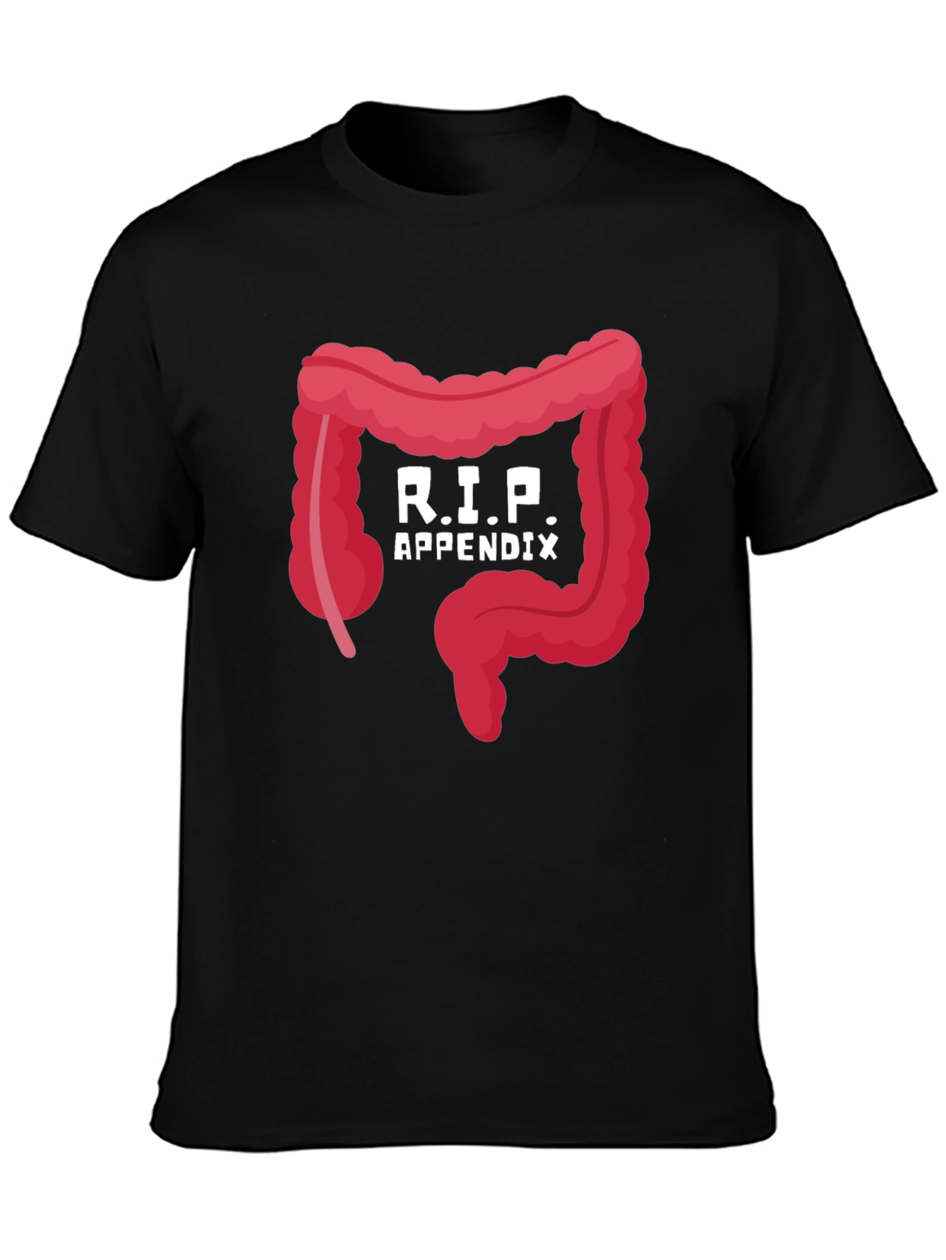 Black R.I.P. Appendix Funny Graphic T-Shirt view 3