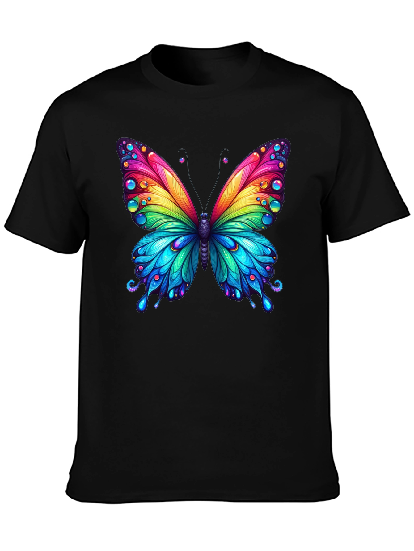 Black Rainbow Butterfly Graphic Tee view 3