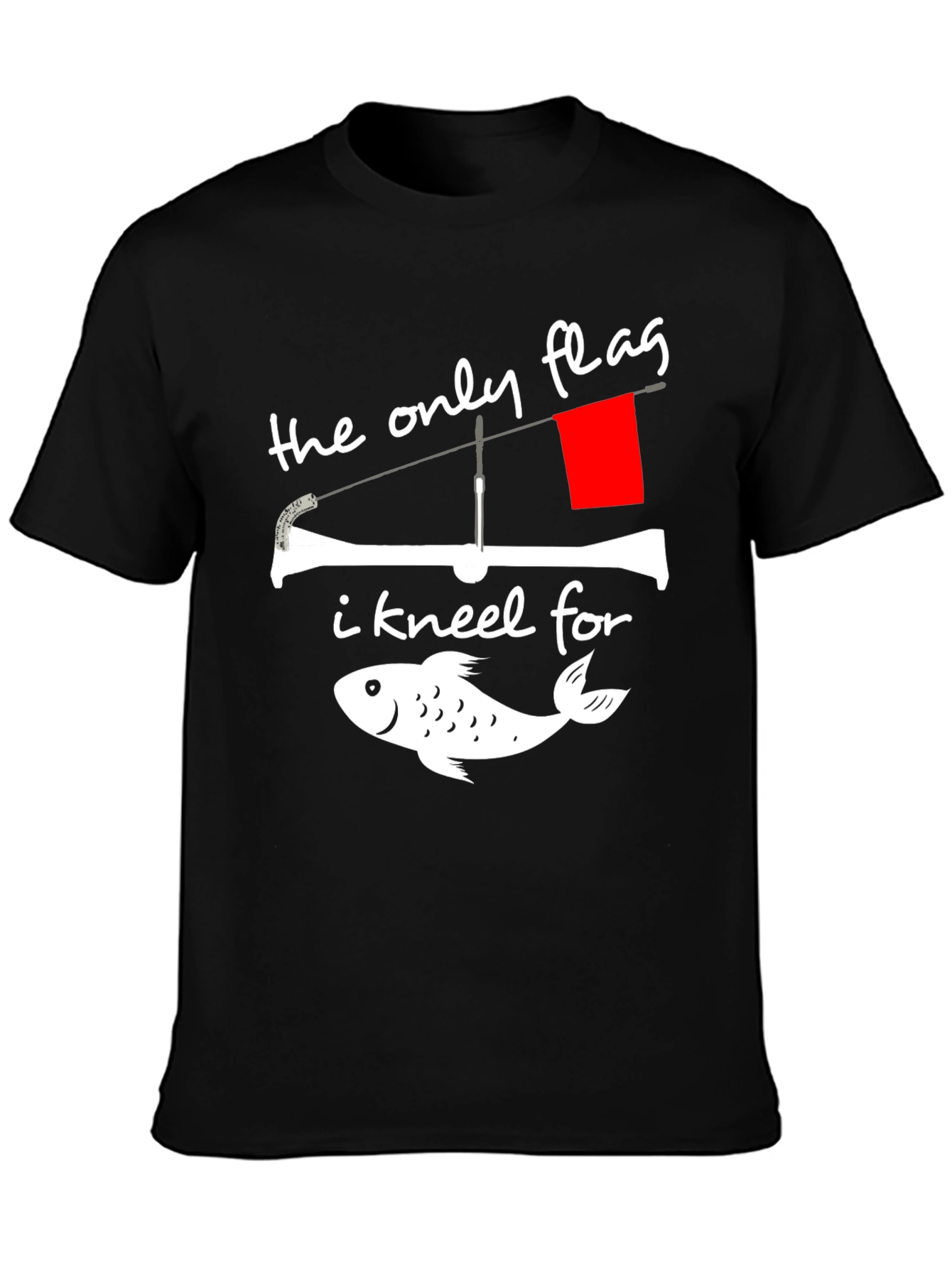 Black Fishing Flag Graphic Tee - The Only Flag I Kneel For view 3