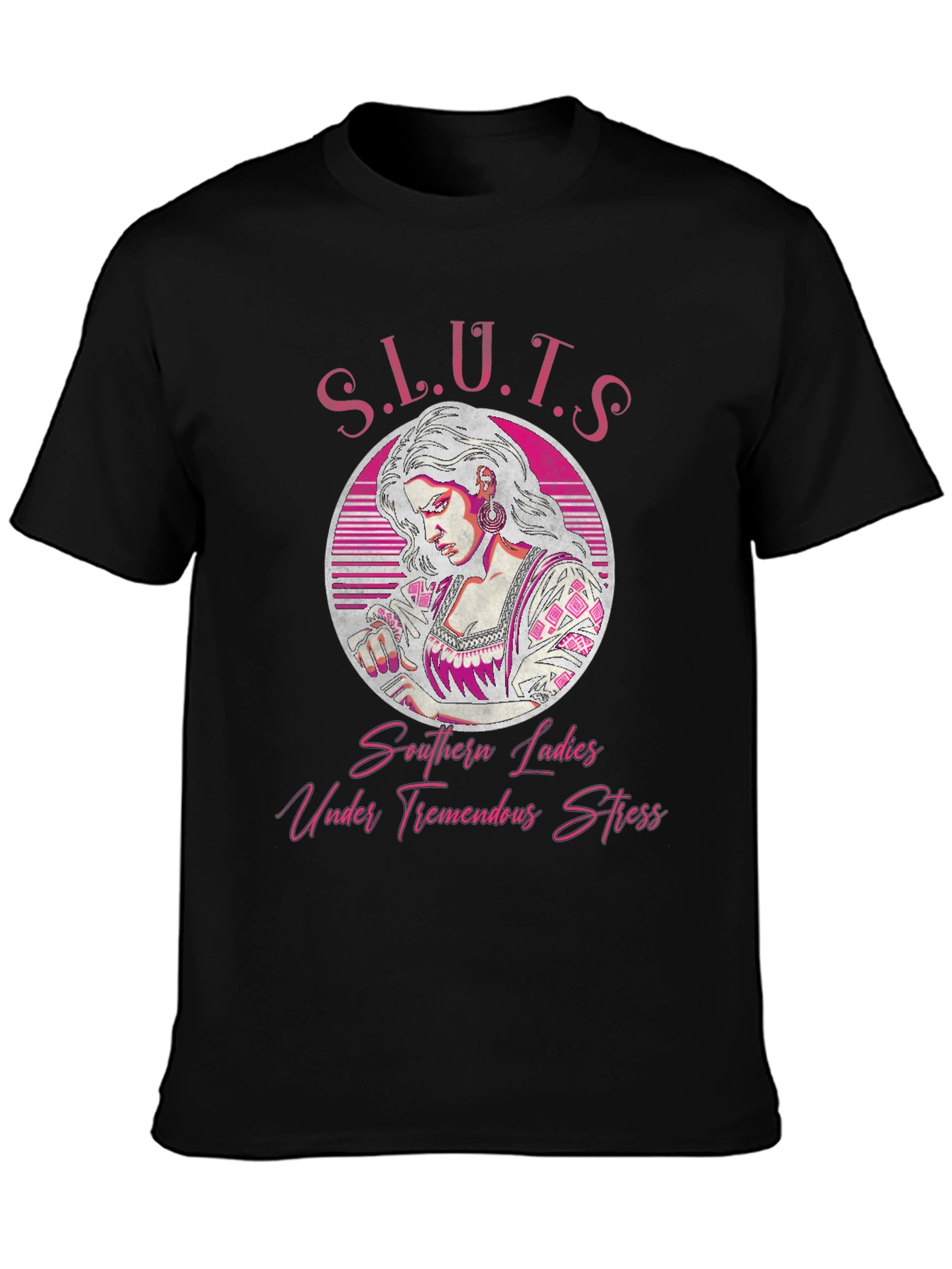 Black S.L.U.T.S T-Shirt - Southern Ladies Under Tremendous Stress view 3