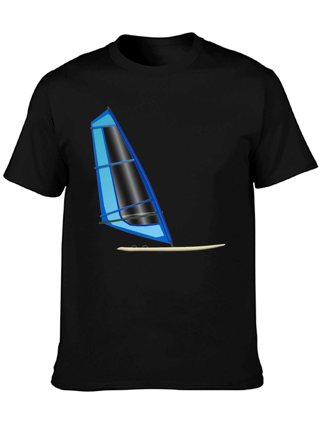 Black Windsurf Graphic Tee - Black Cotton T-Shirt view 3