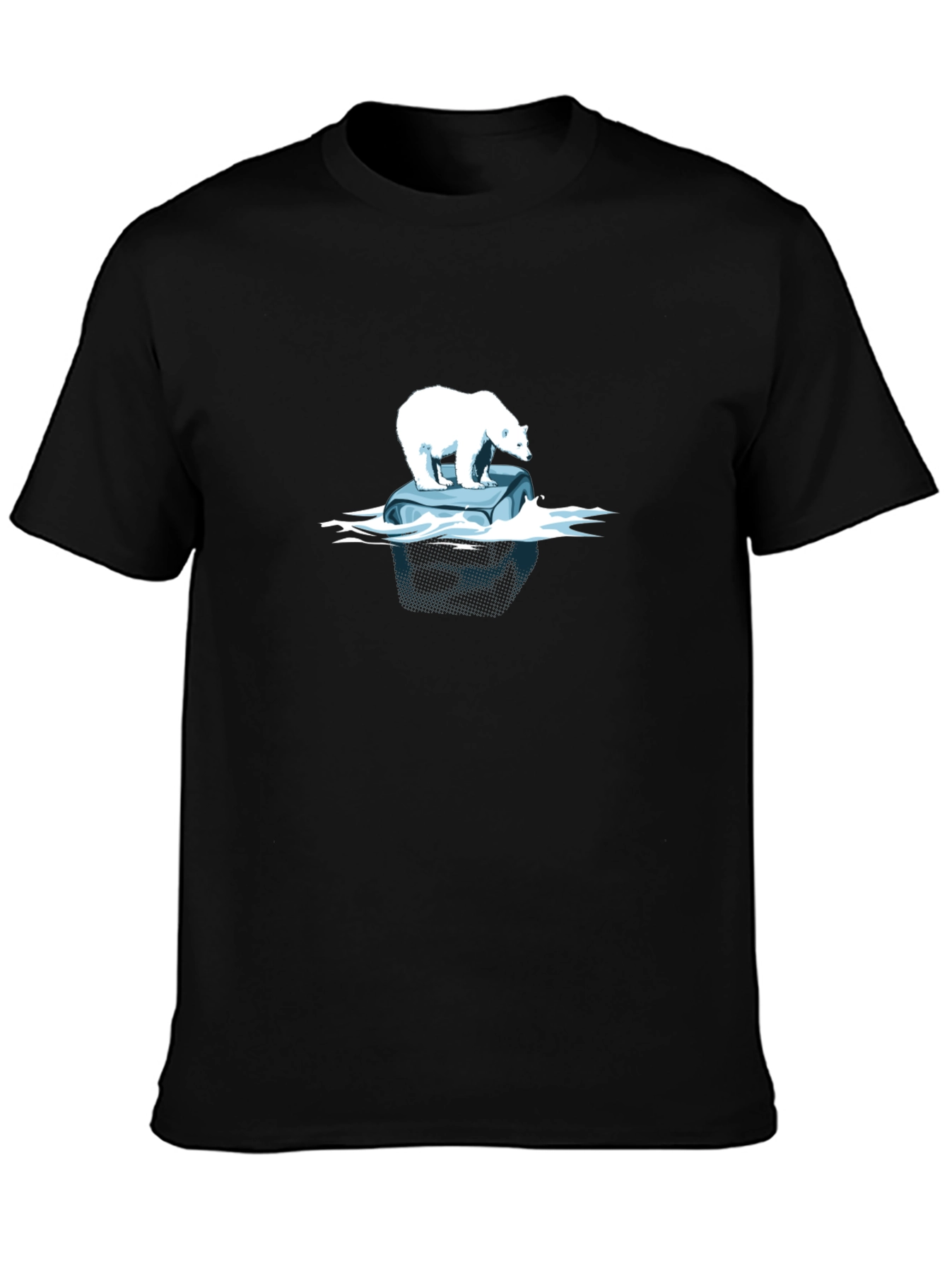 Black Polar Bear on Ice Graphic Tee - Black Cotton Comfort view 3