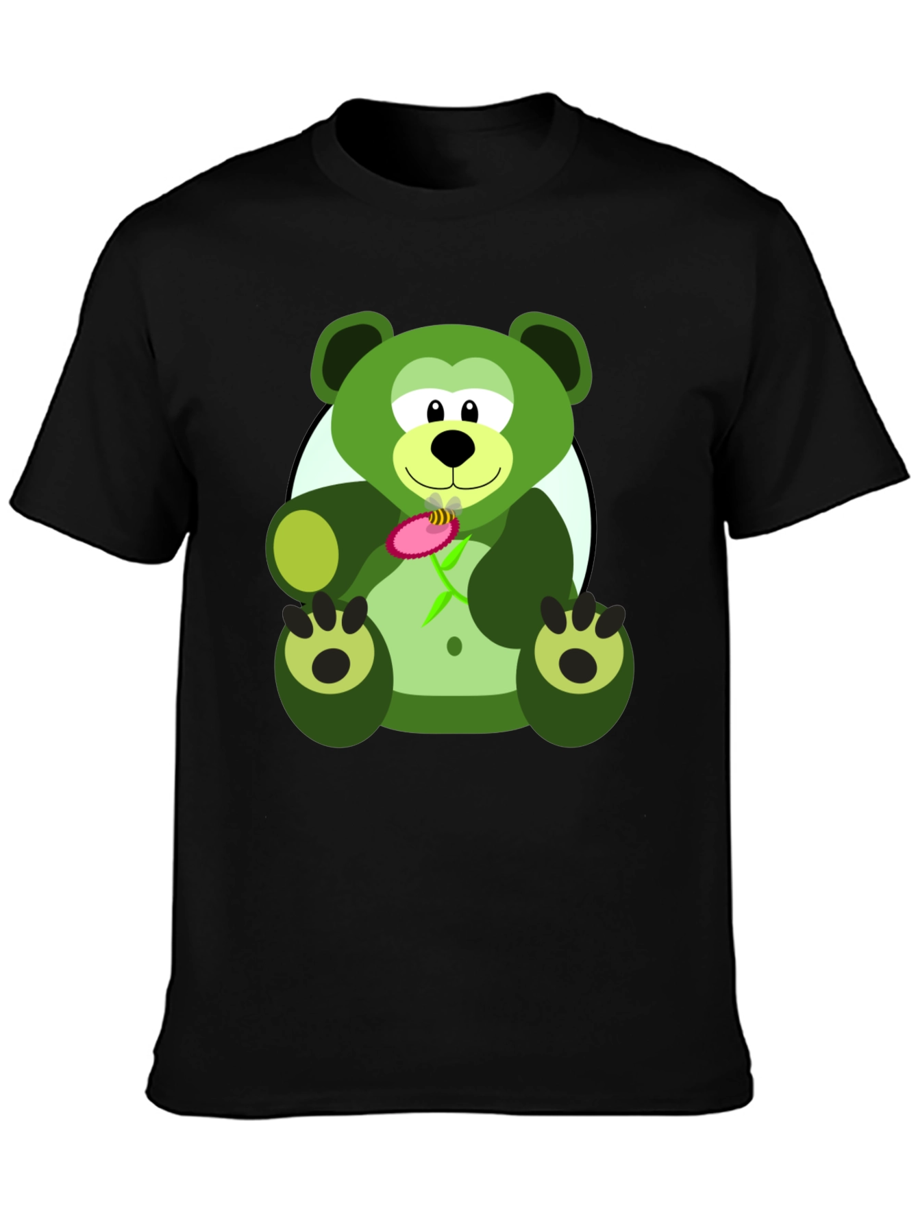 Black Green Bear Graphic Tee - Men's Black T-Shirt view 3