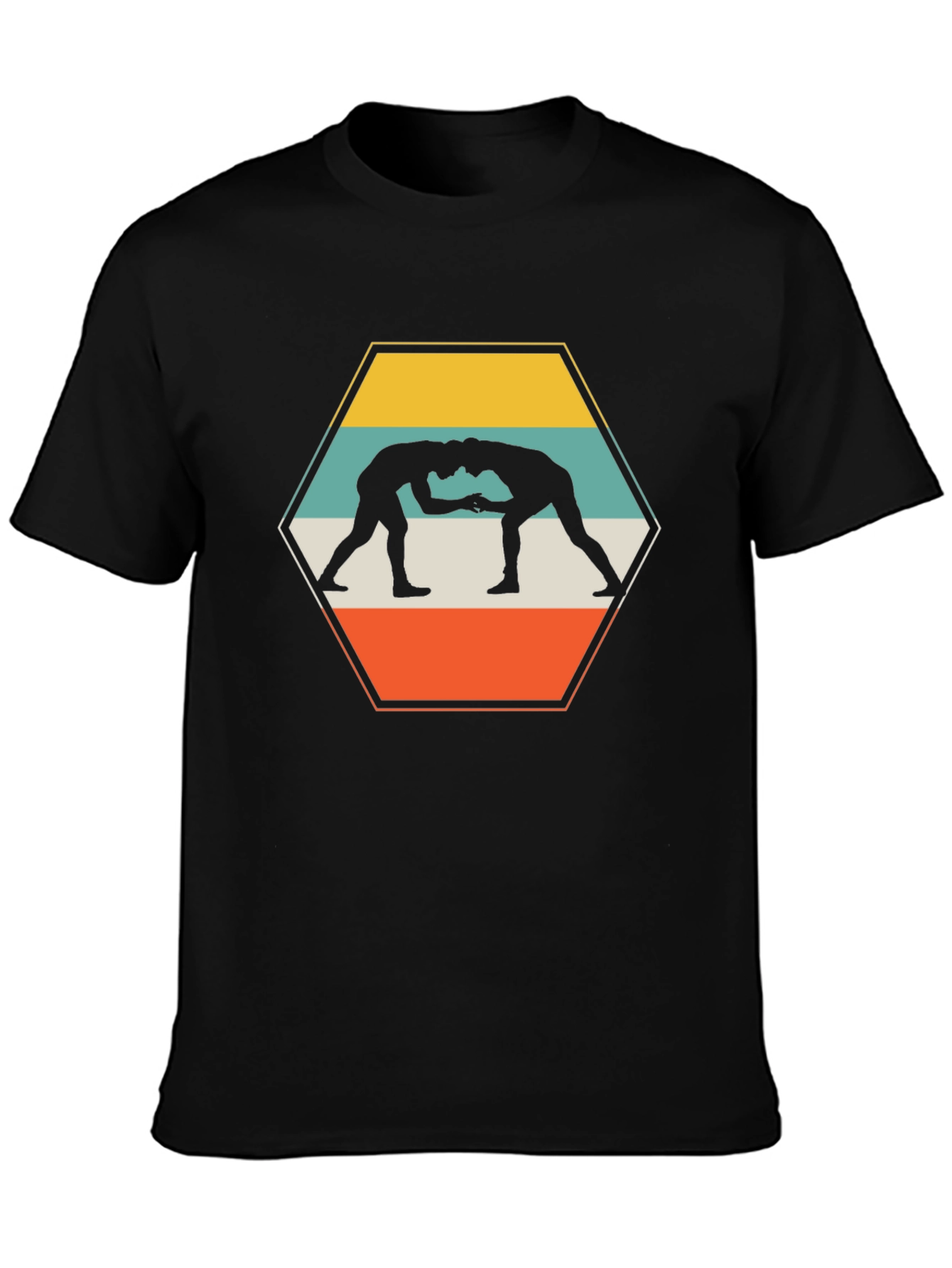 Black Wrestling Retro T-Shirt view 3