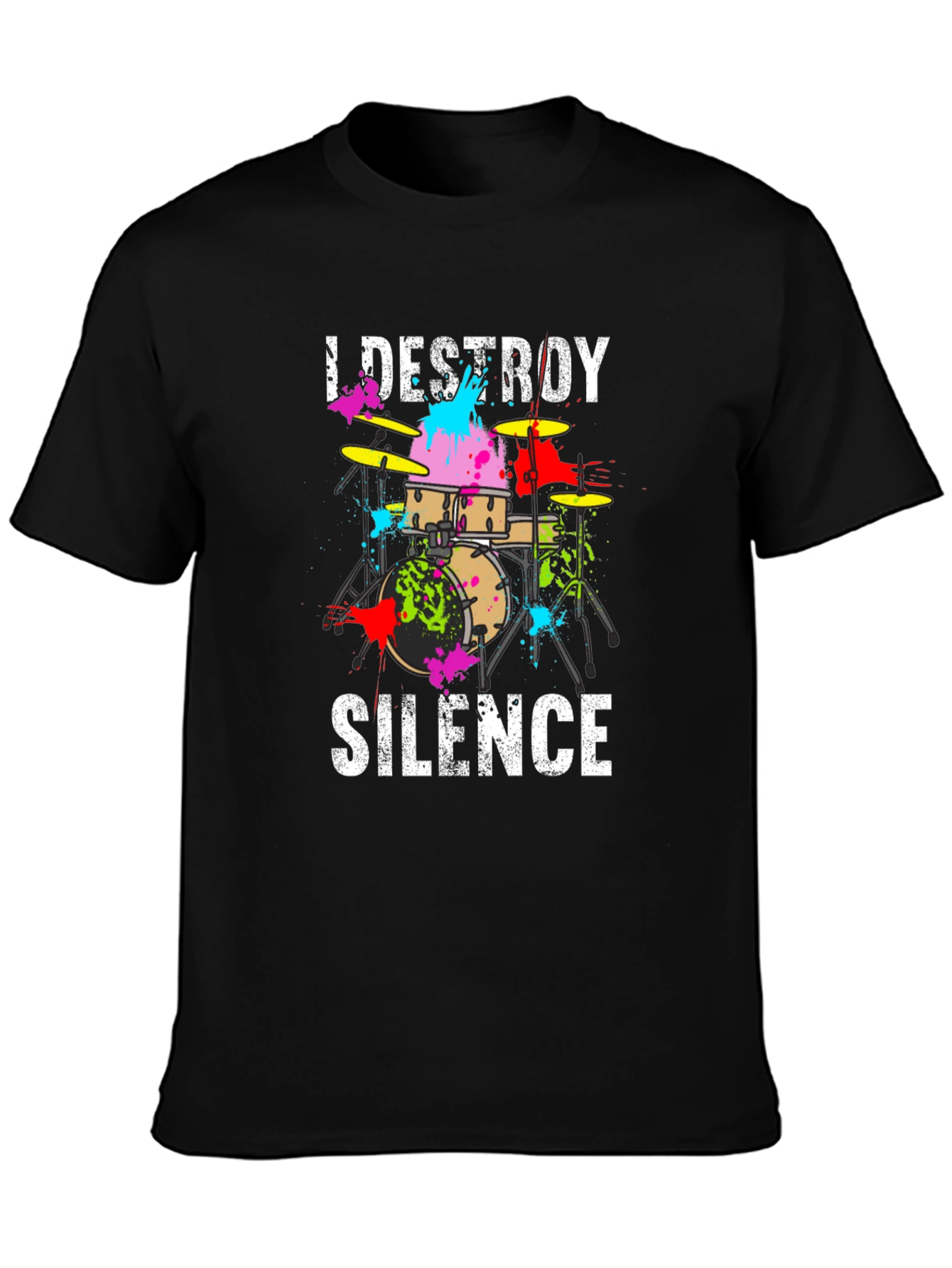 Black I Destroy Silence Drummer T-Shirt view 3