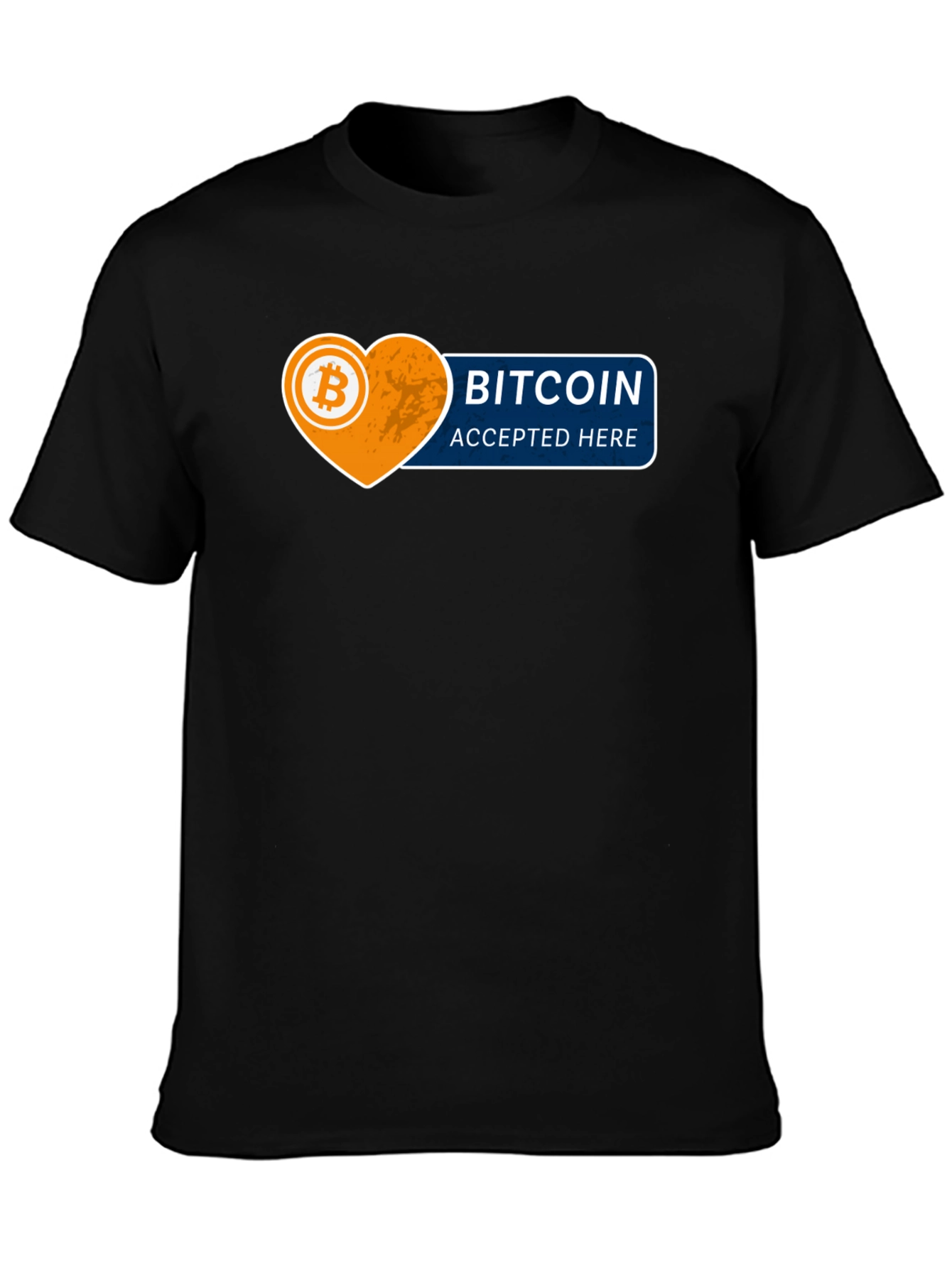 Black Bitcoin Accepted Here Graphic Tee - Black Cotton T-Shirt view 3