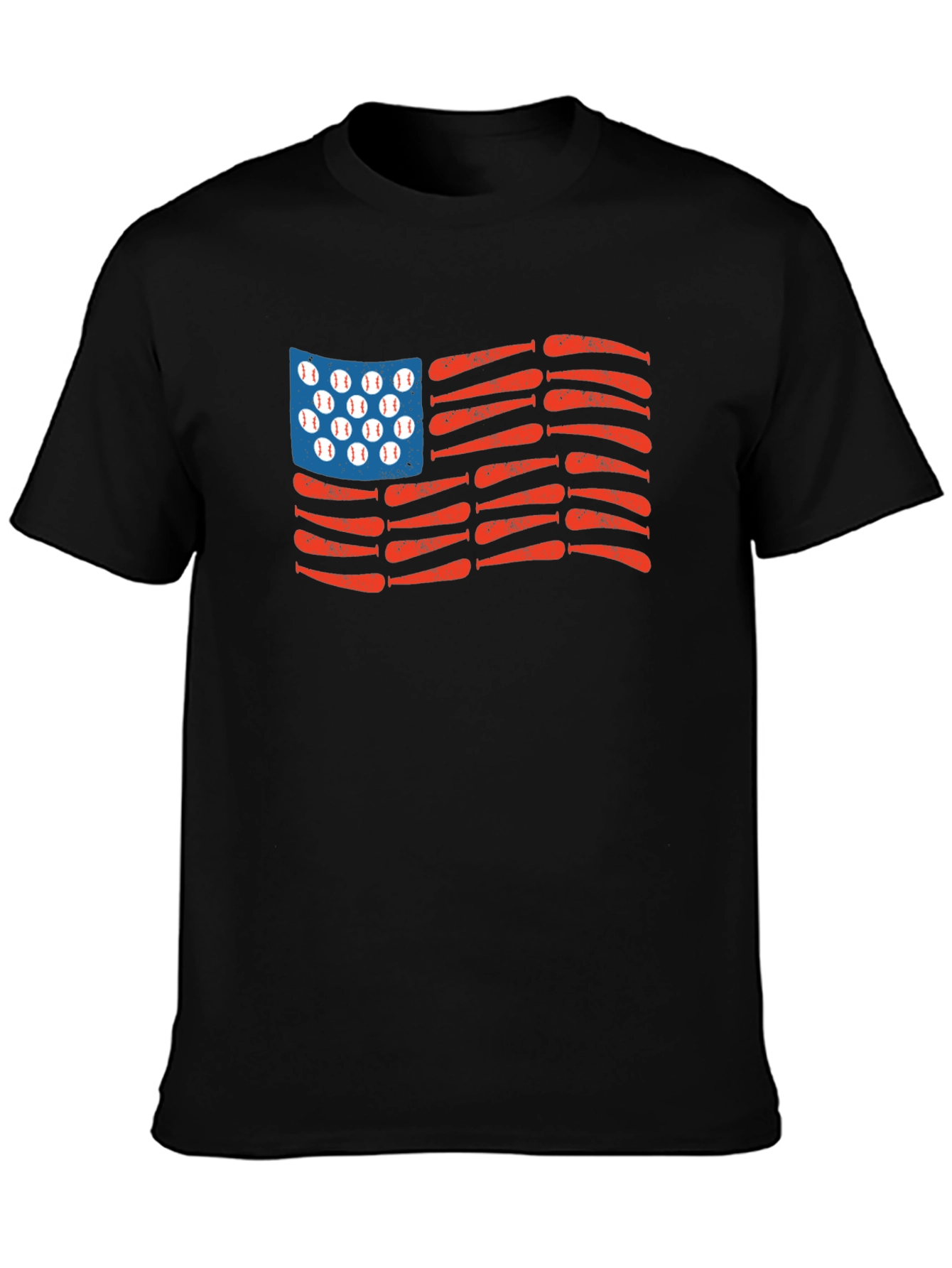 Black American Baseball Flag T-Shirt view 3