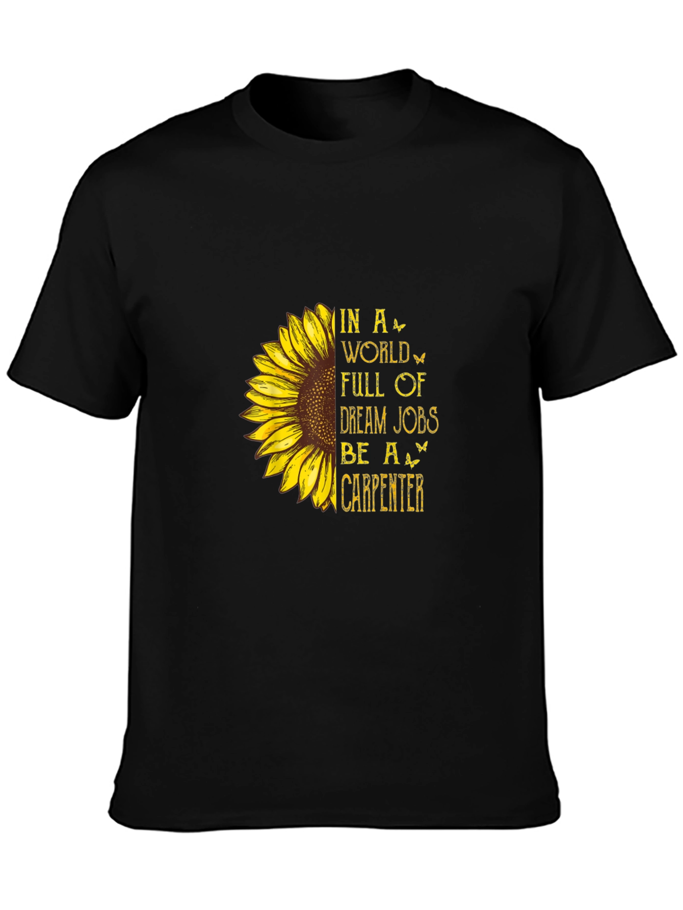 Black Carpenter Sunflower Graphic Tee - Black Cotton Blend view 3