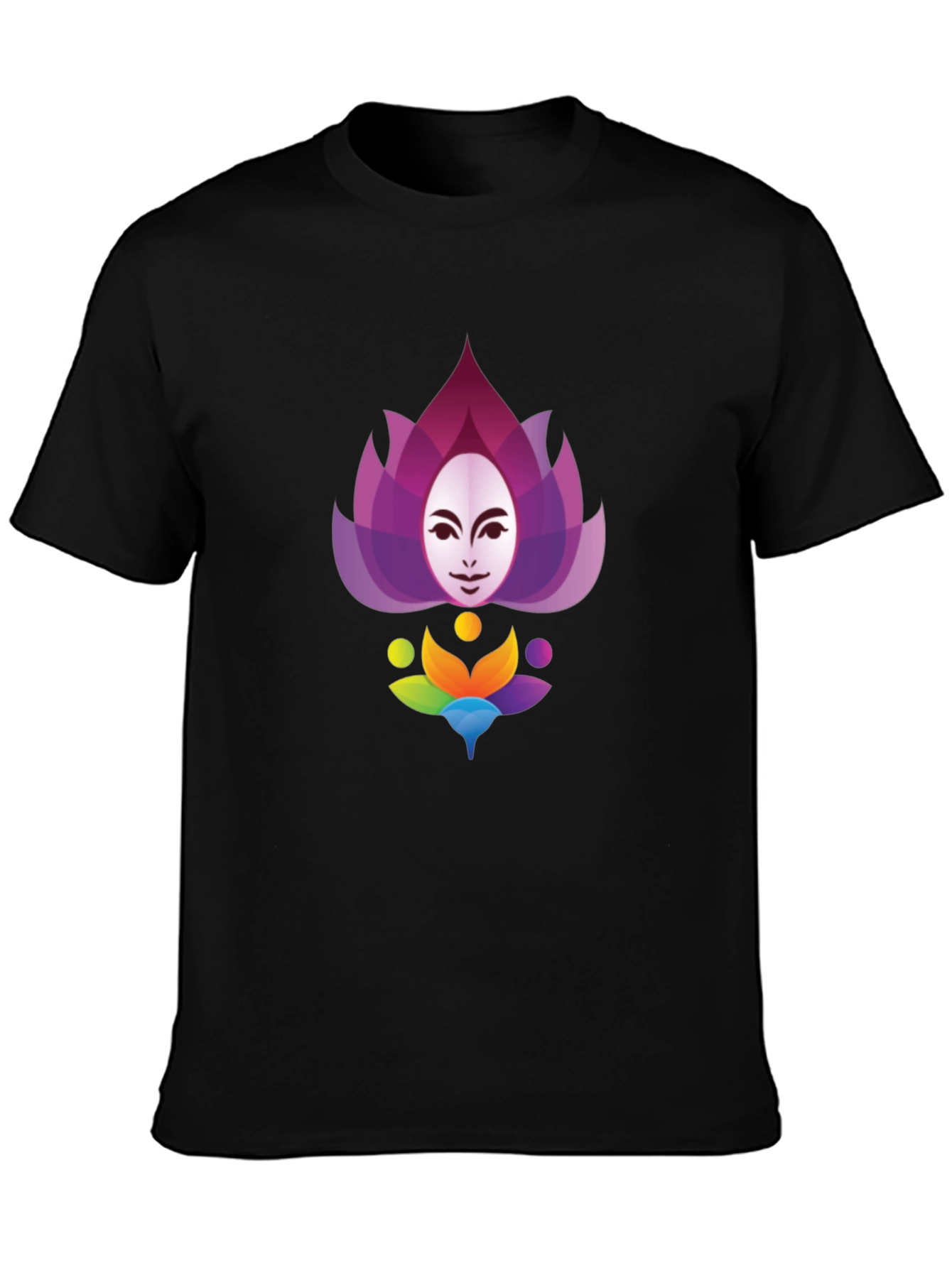 Black Lotus Face Graphic T-Shirt - Stylish Cotton Blend view 3