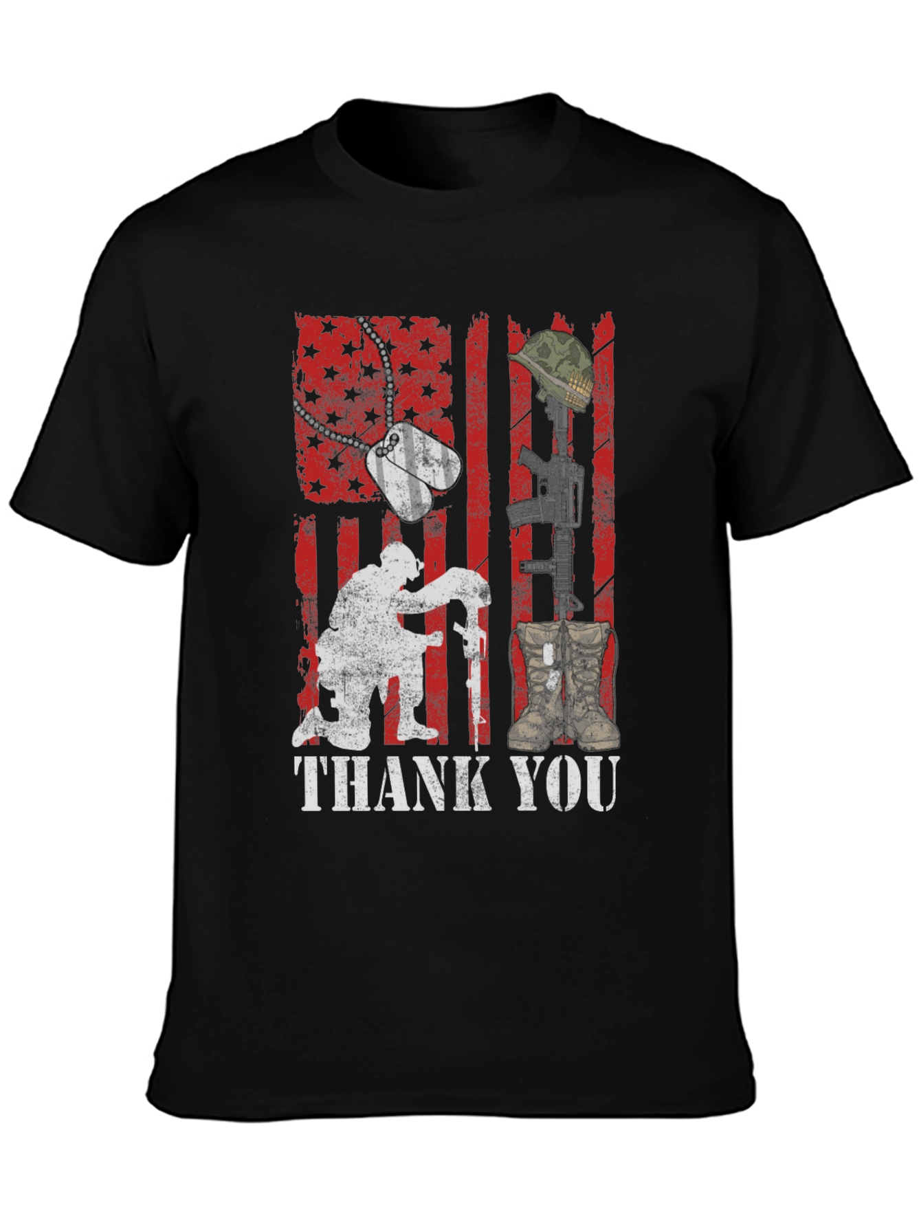 Black Thank You Military T-Shirt view 3