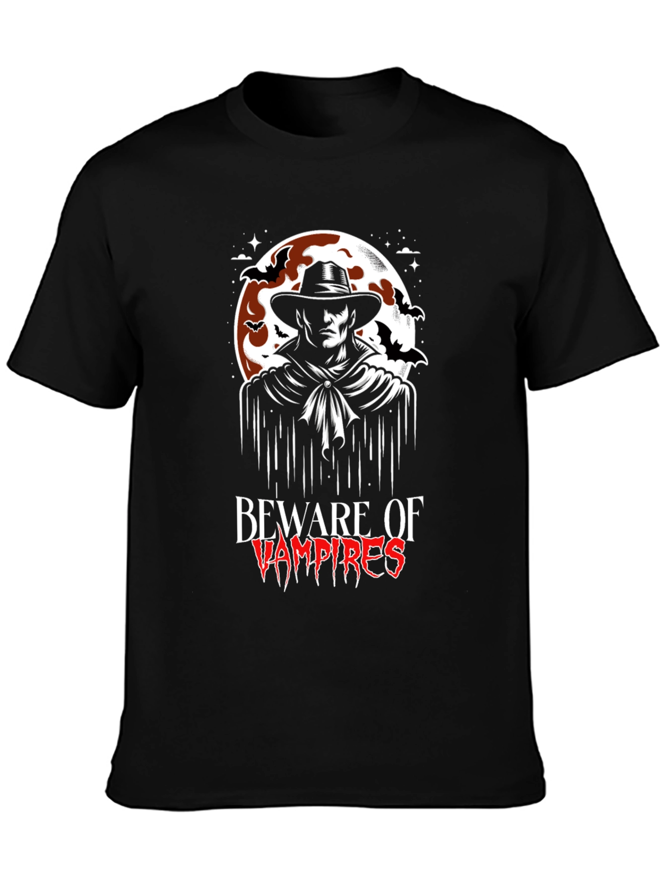 Black Beware of Vampires Graphic T-Shirt Halloween view 3